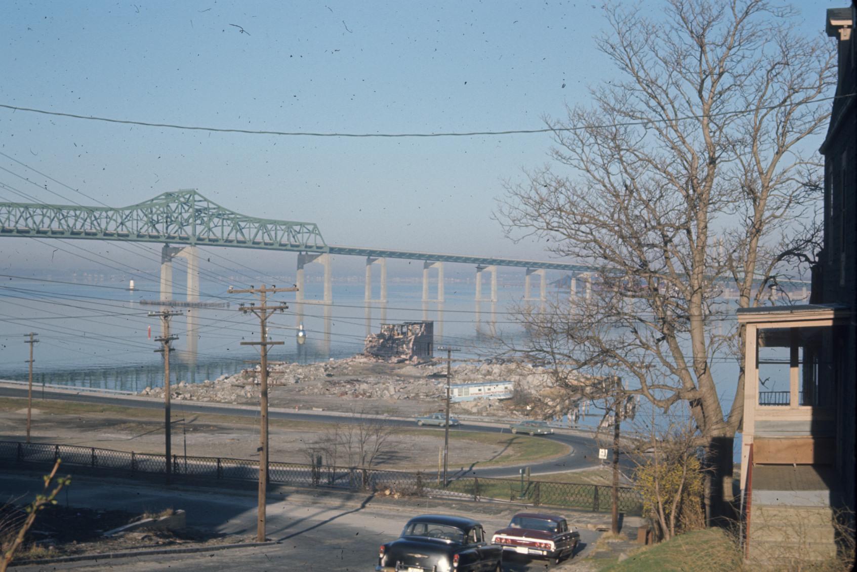 View of the foundation ruins of the Massasoit Steam Mill in Fall River, MA.