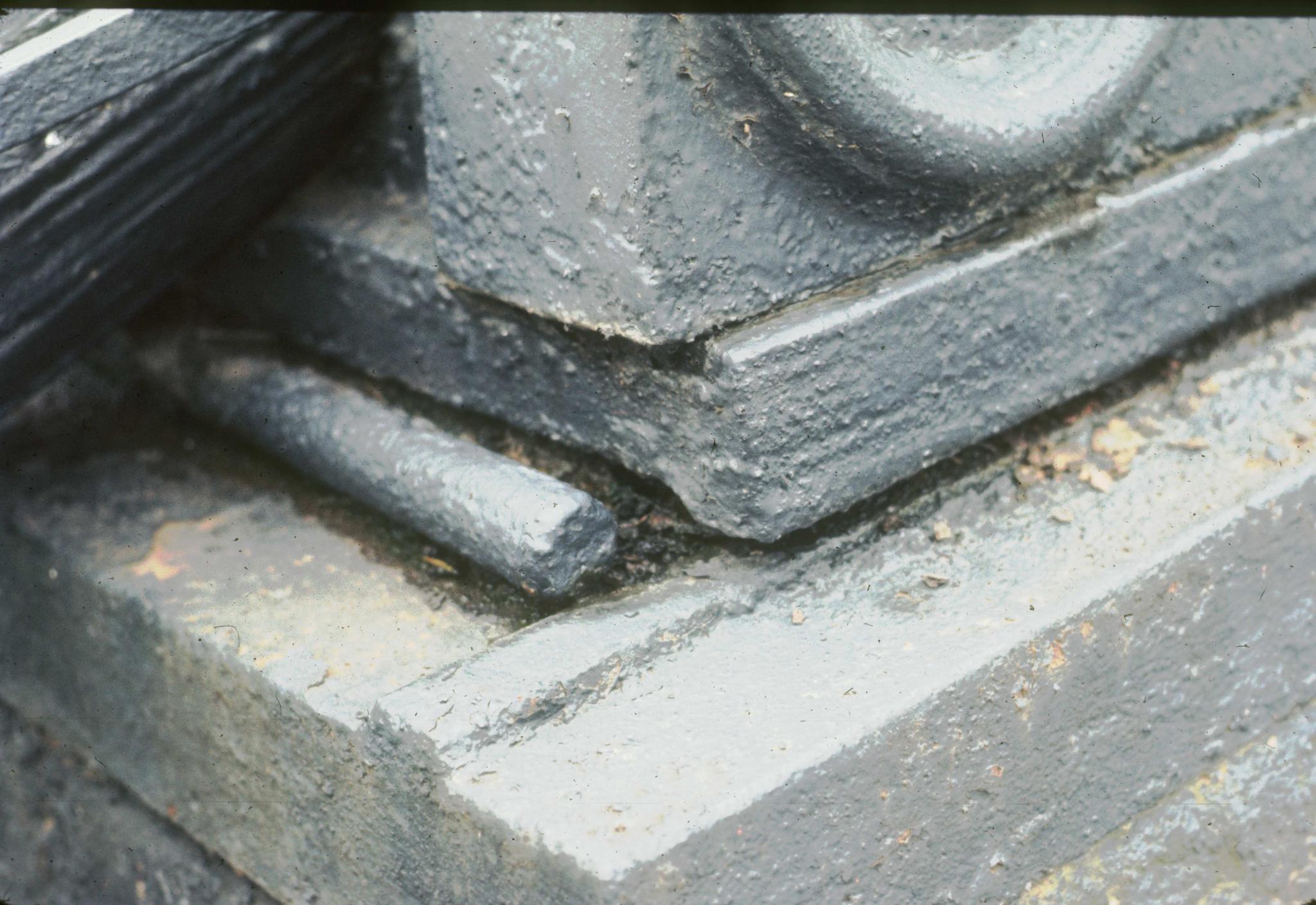 Detail photograph of Delaware Aqueduct showing a projecting saddle roller.…