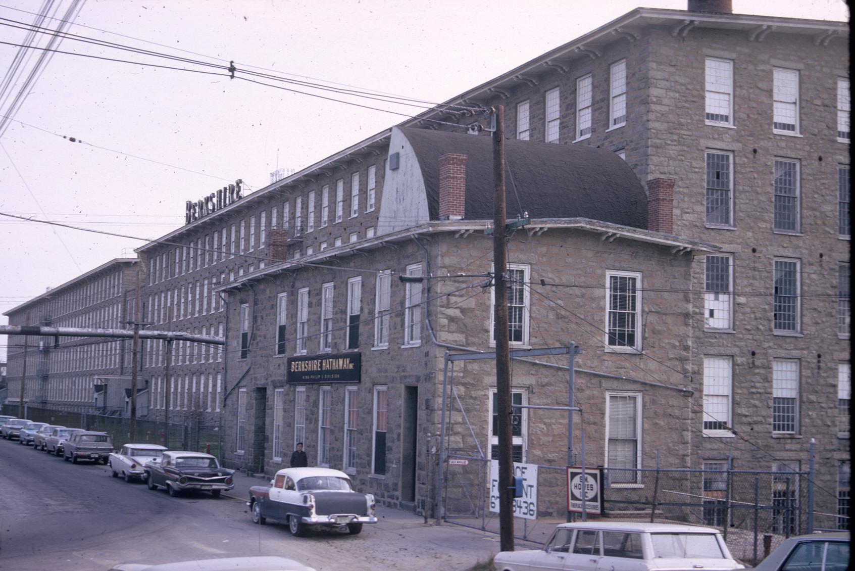 View of front of King Philip Mills in Fall River, MA.  