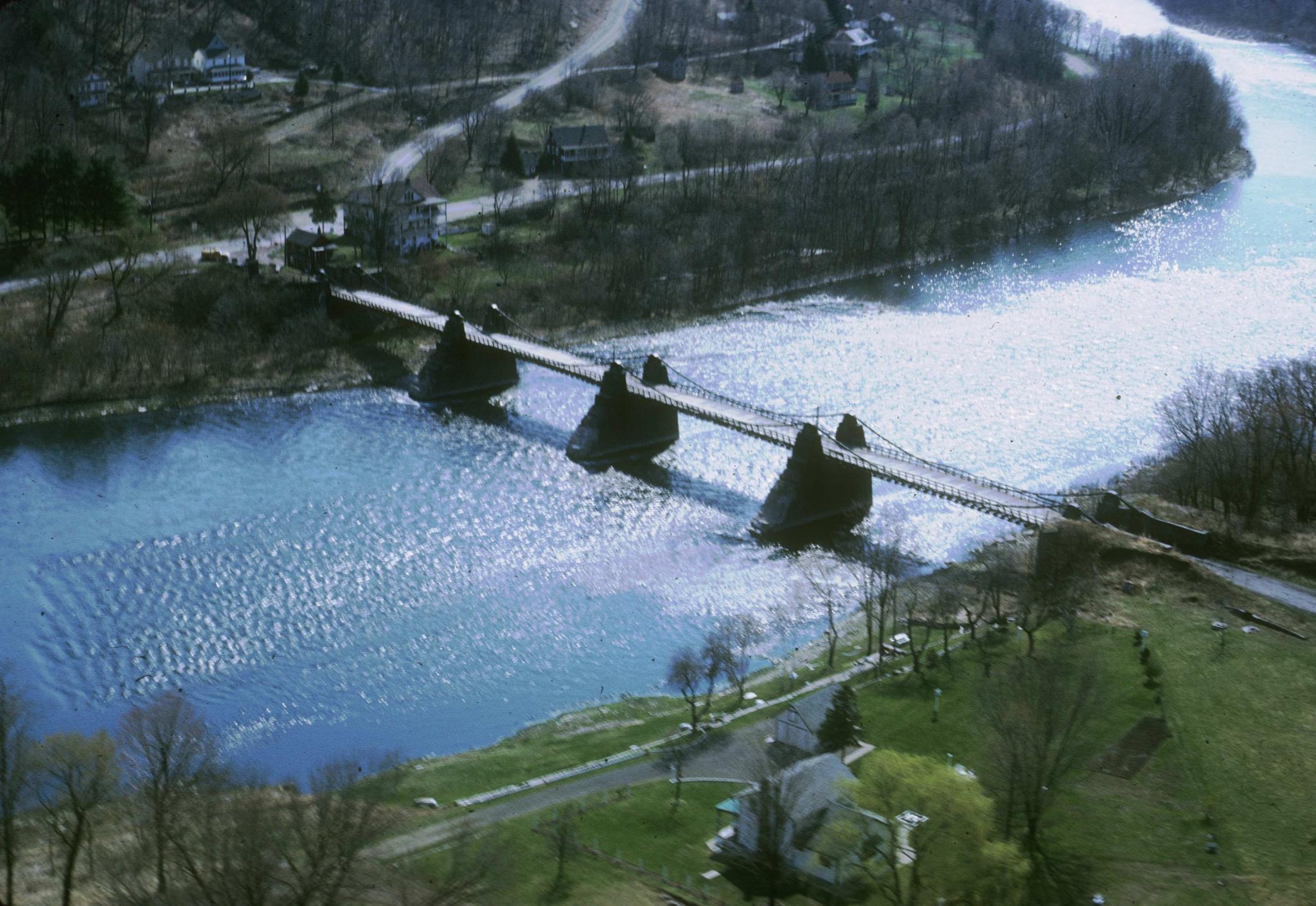 Photograph of the Delaware Aqueduct taken from a helicopter. The aqueduct was…