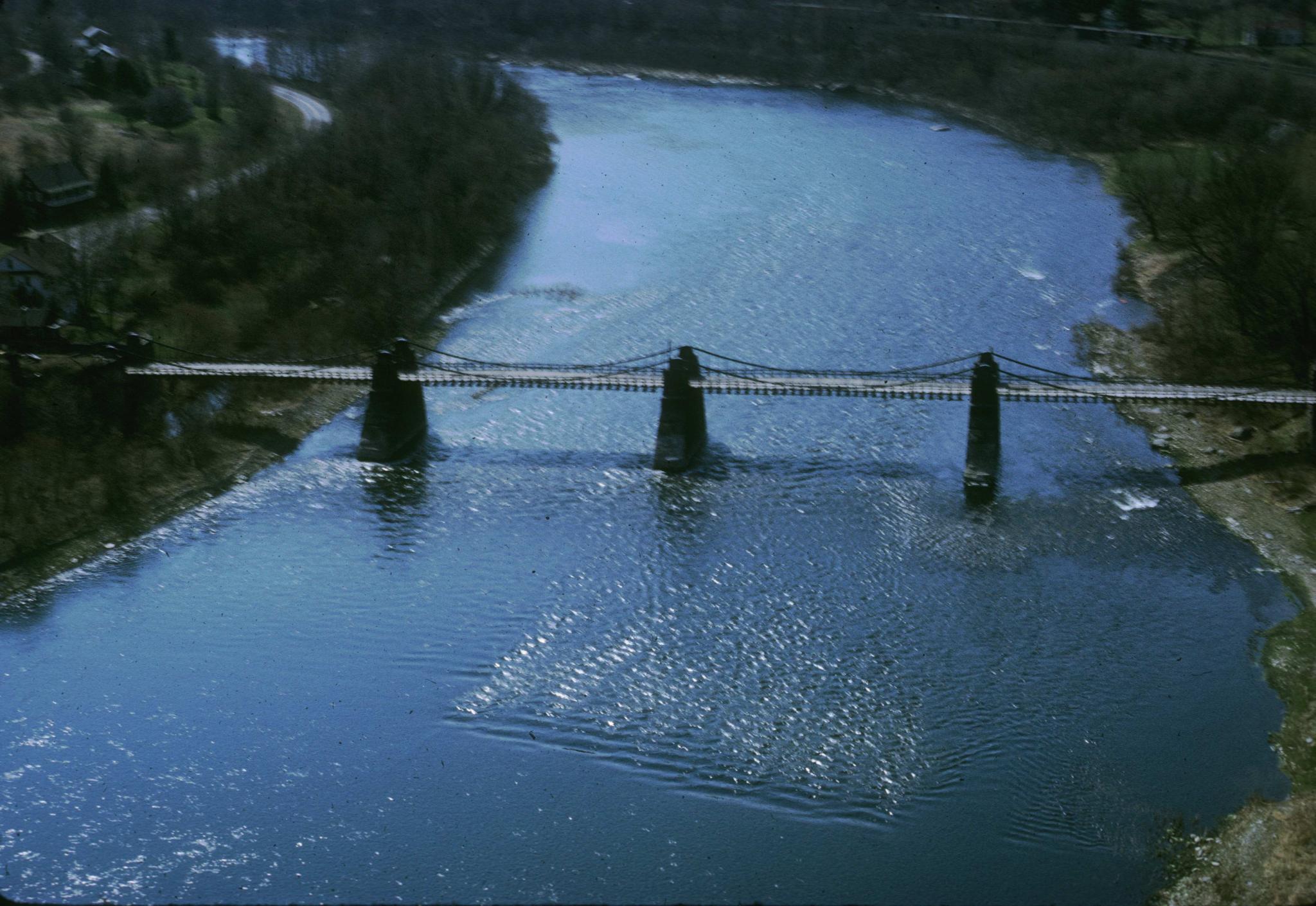 Photograph of the Delaware Aqueduct, taken from a helicopter. The aqueduct was…