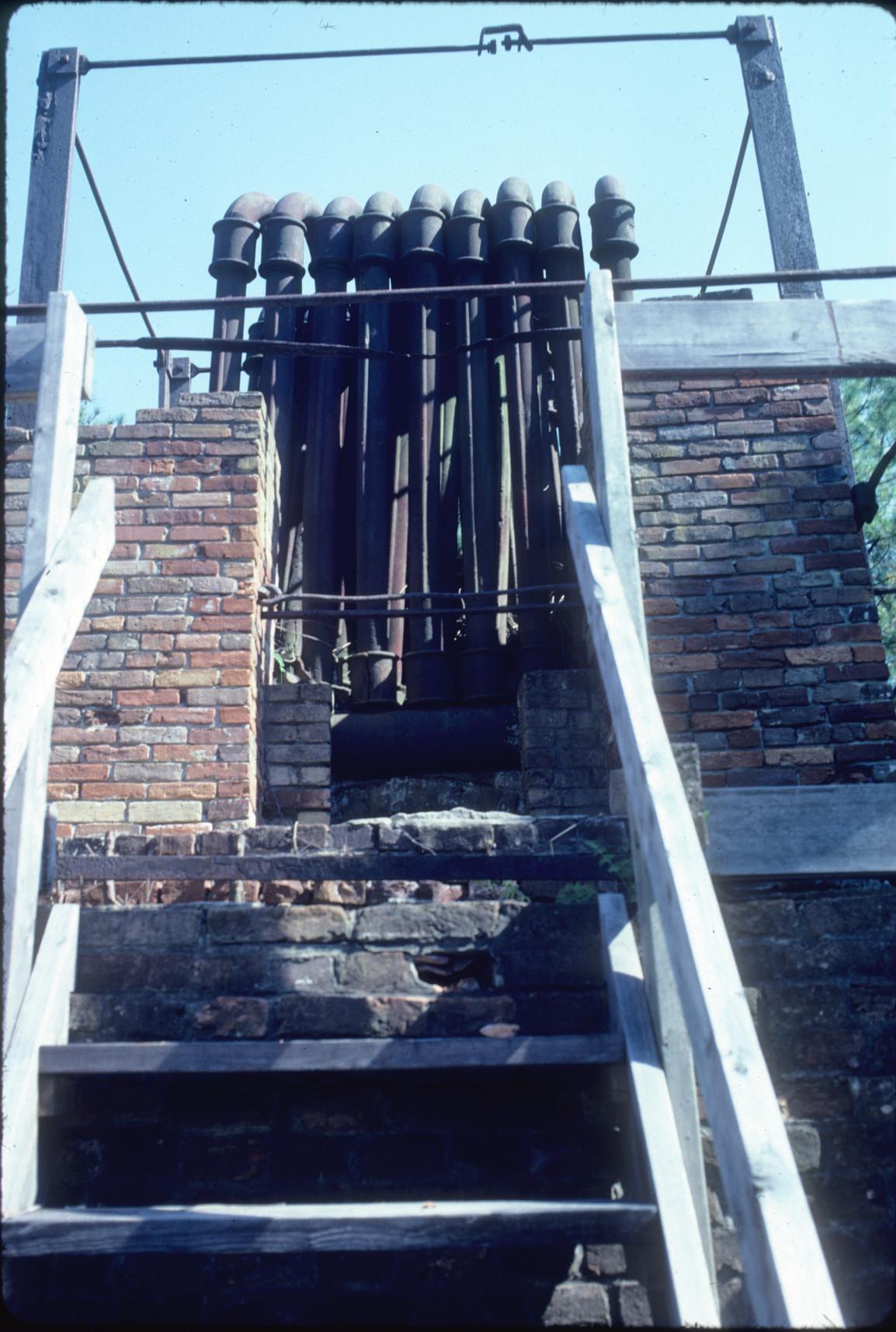 Stove on top of furnace to pre-heat blast air.  Slide indicated c. 1835.  Hot…