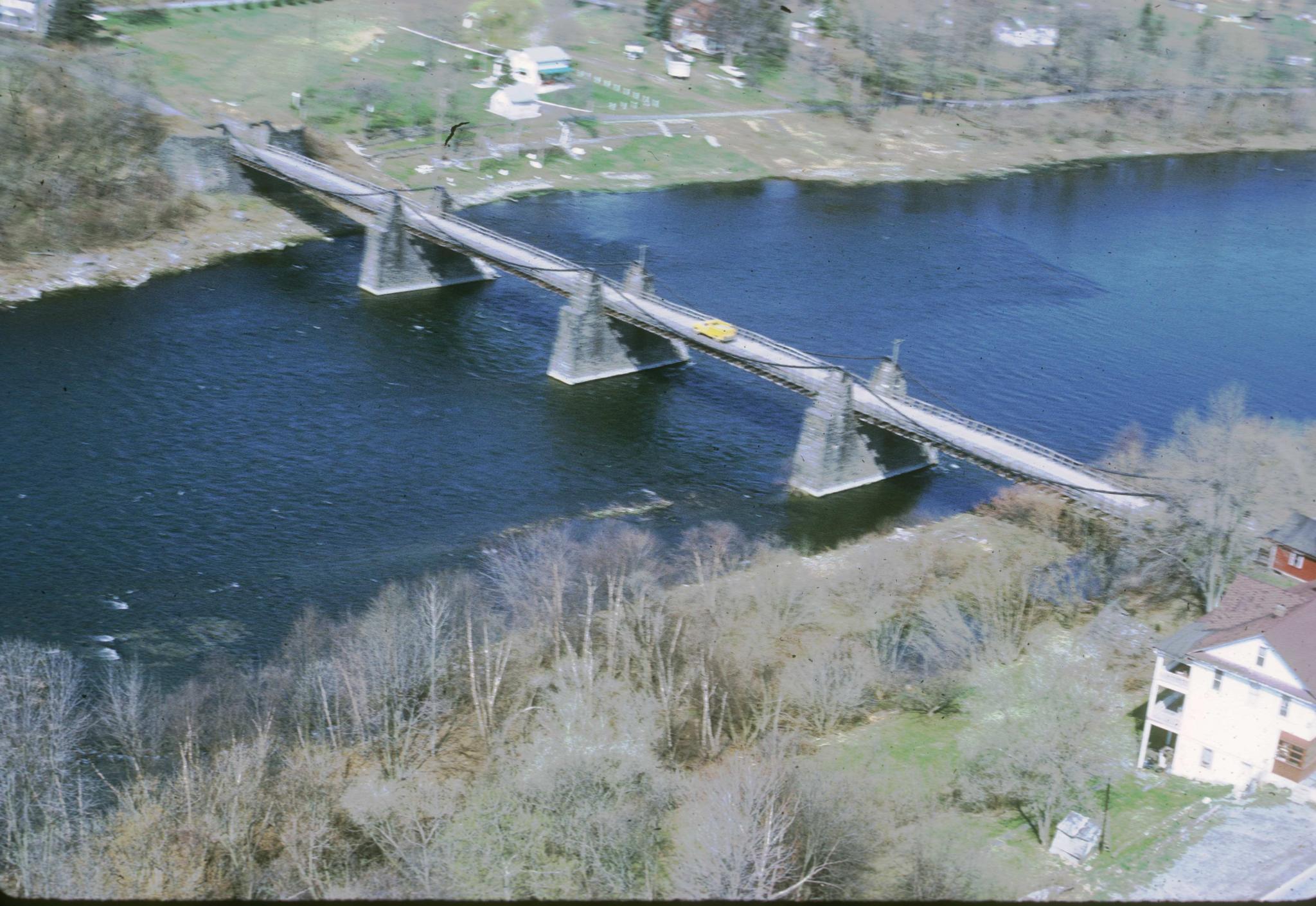 Photograph of Delaware Aqueduct taken from a helicopter.The aqueduct was…