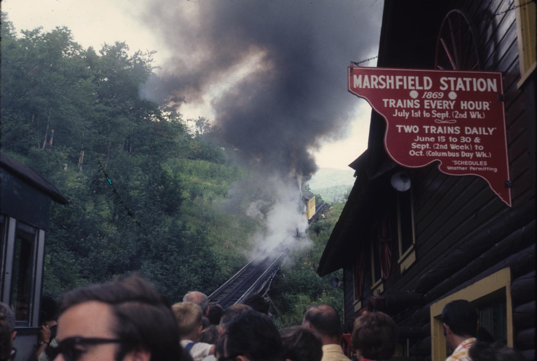 Marshfield Station with approaching train