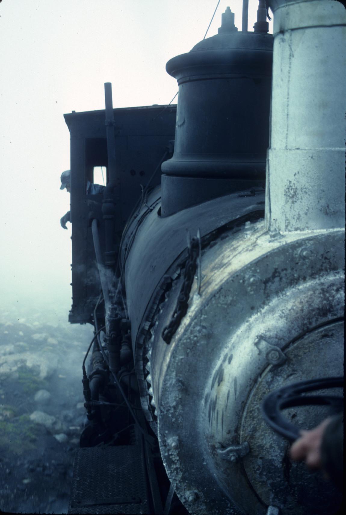 View along side of engine boiler to cab