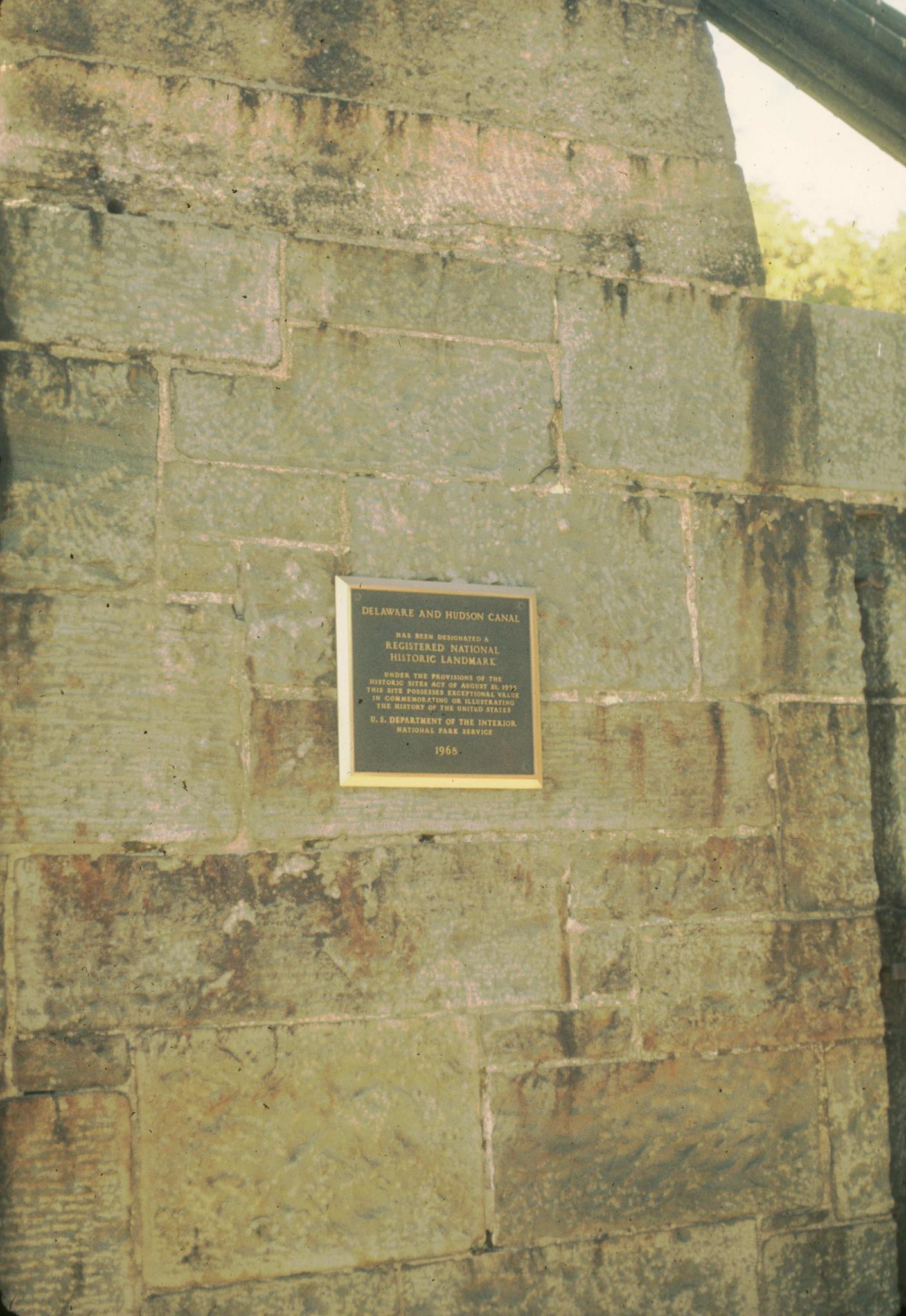 Photograph of National Register plaque on the Delaware Aqueduct.The…