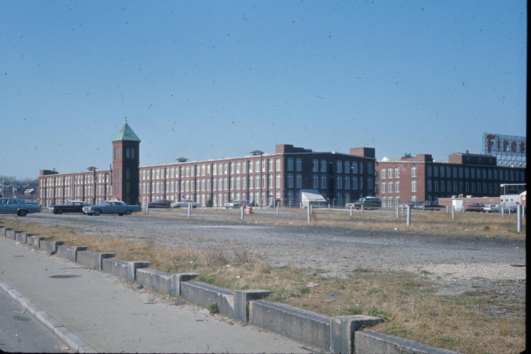 View of the Fall River Iron Works Mills (American Printing Co.).  Notice the…