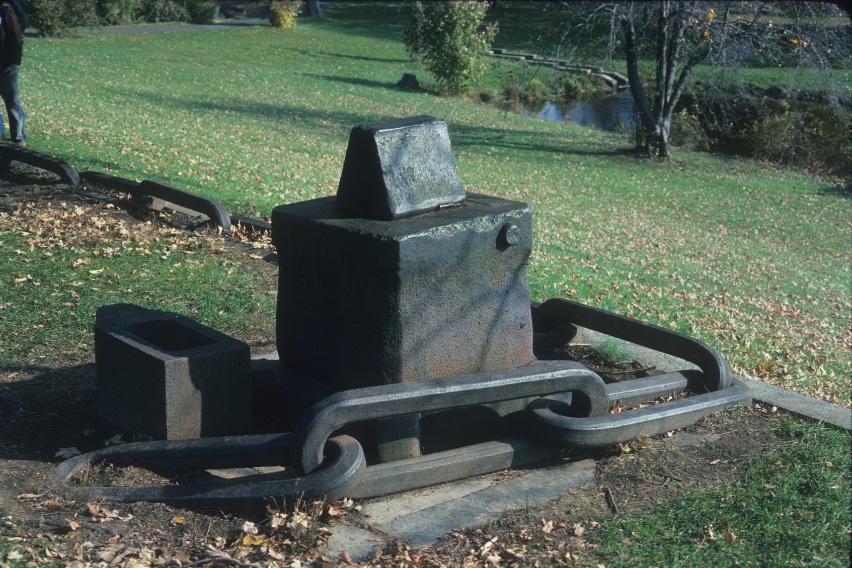 Slide notes: \"Trip hammer anvil & cog wheel; part of West Pt. Chain\…