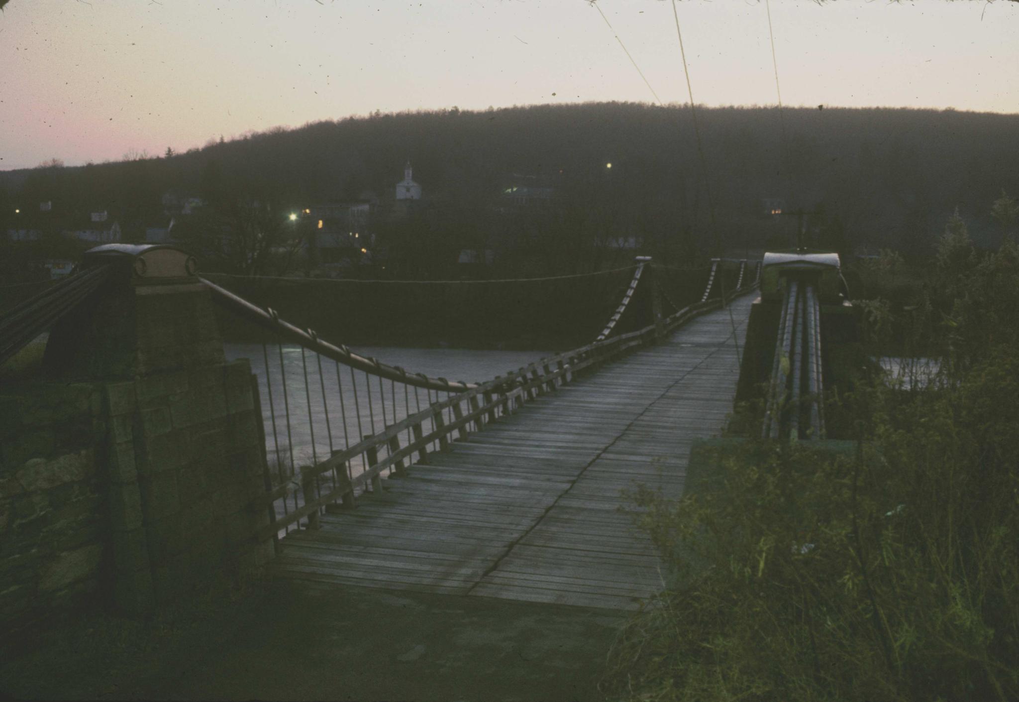 Photograph of the Delaware Aqueduct, also known as the Roebling Bridge, looking…