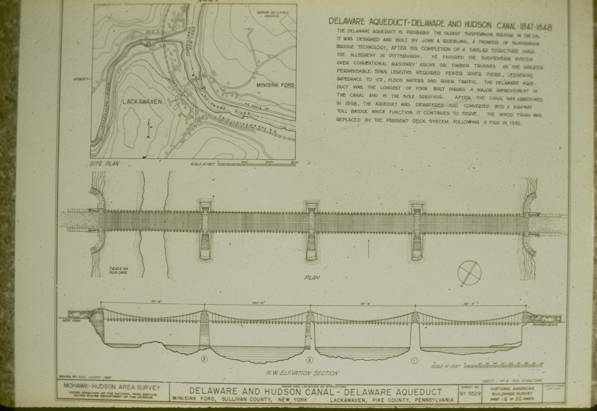 Plan of Delaware Aqueduct from the Historic American Buildings Survey.