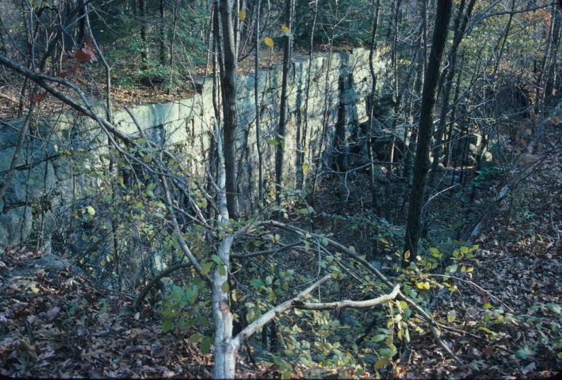 Stone-faced wheel pit for proposed 50 ft. water wheel c.1860