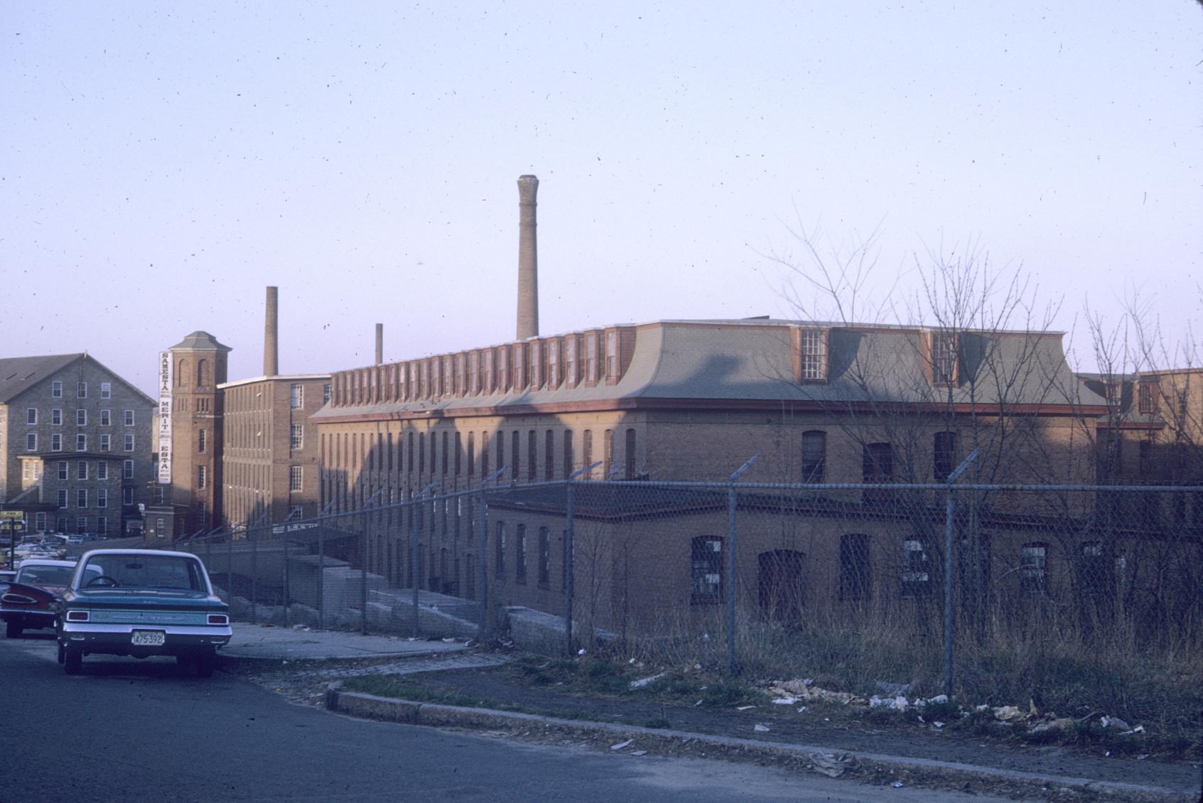 View of Davol Mill No. 1.  Note the Second Empire style of construction.…