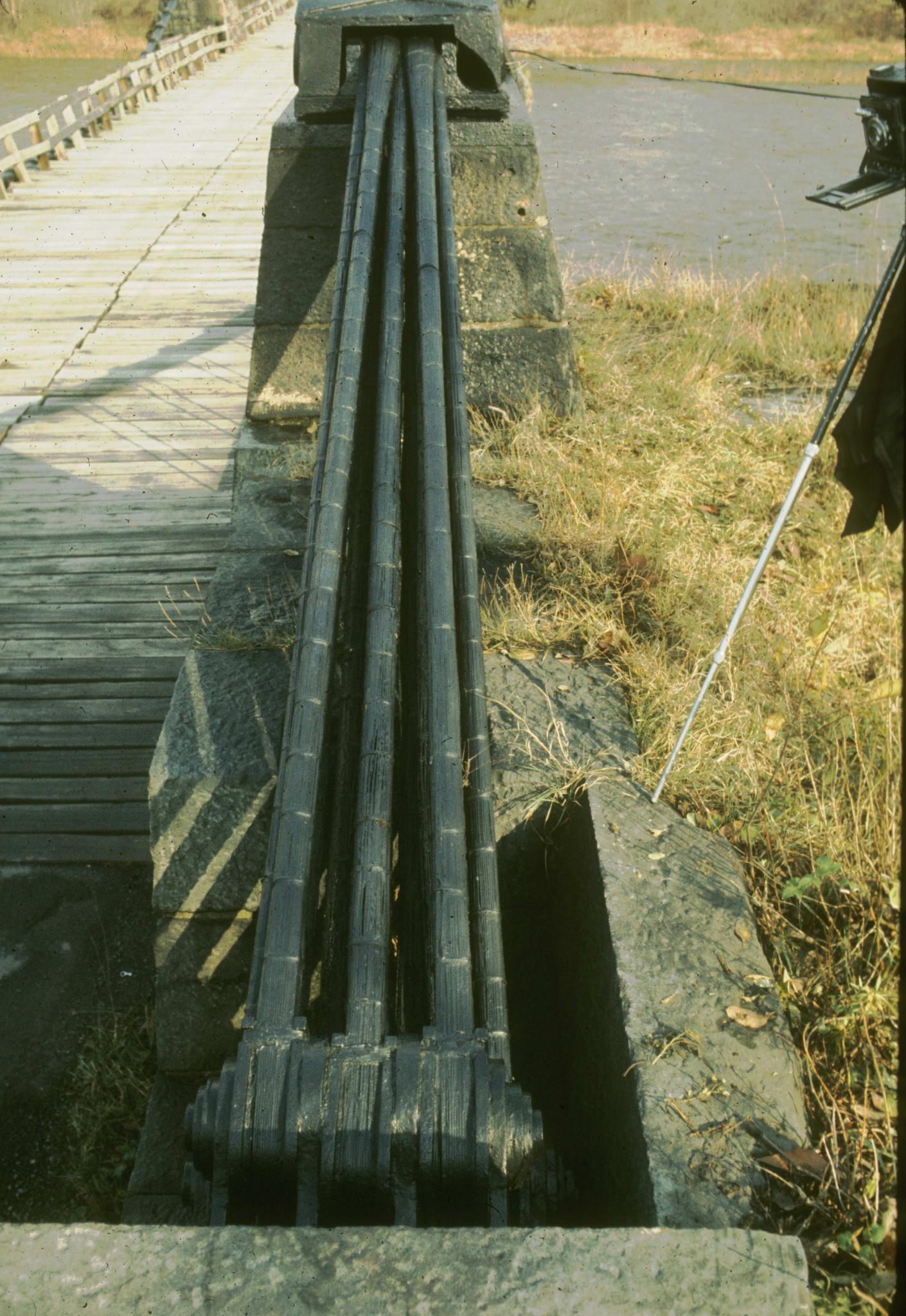 Photograph of southwest saddle and anchorage of Delaware Aqueduct.The…