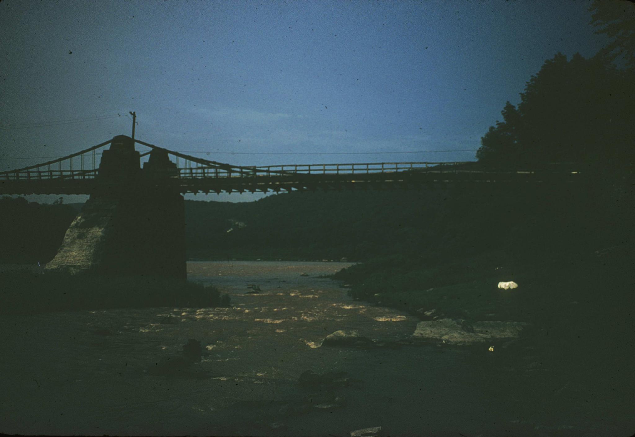 Photograph of Delaware Aqueduct at dusk.The aqueduct was constructed on the…