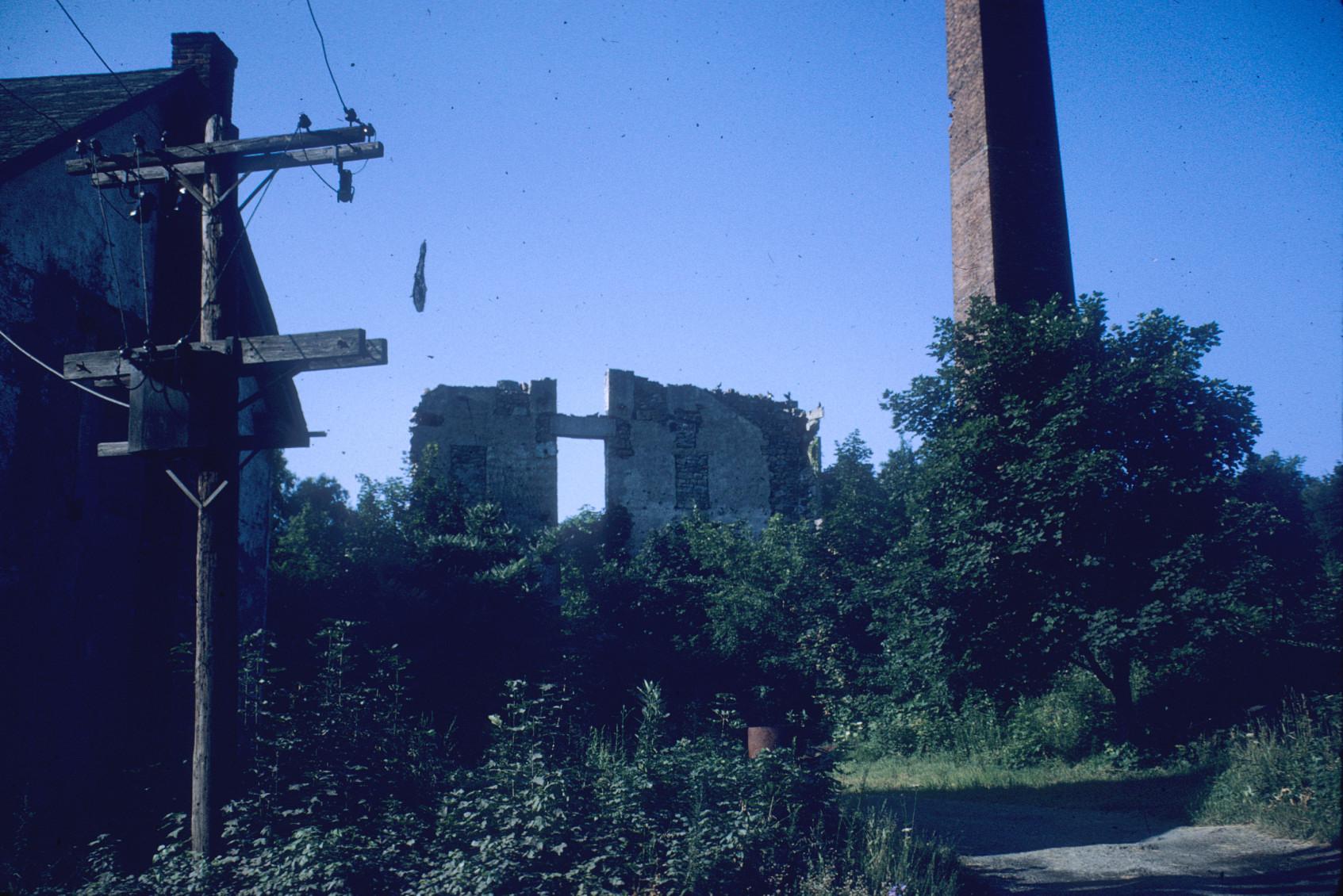 View of the Conanicut Mill ruins.  Stack visible. 