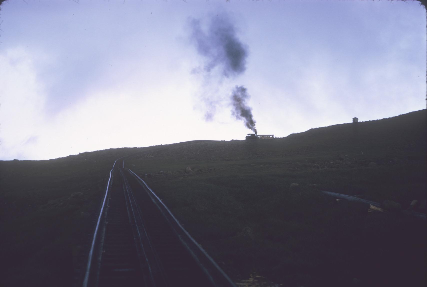 Train against horizon near dusk