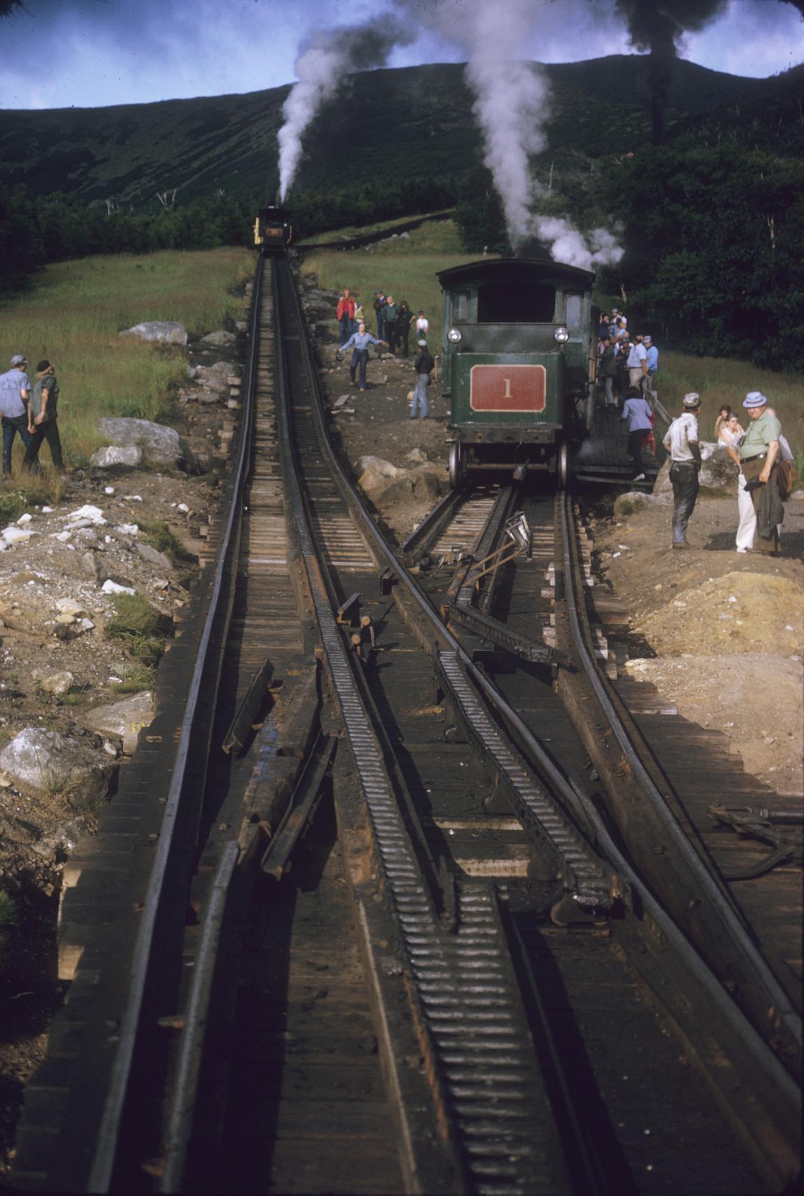 Passing of up and down trains at half-way point