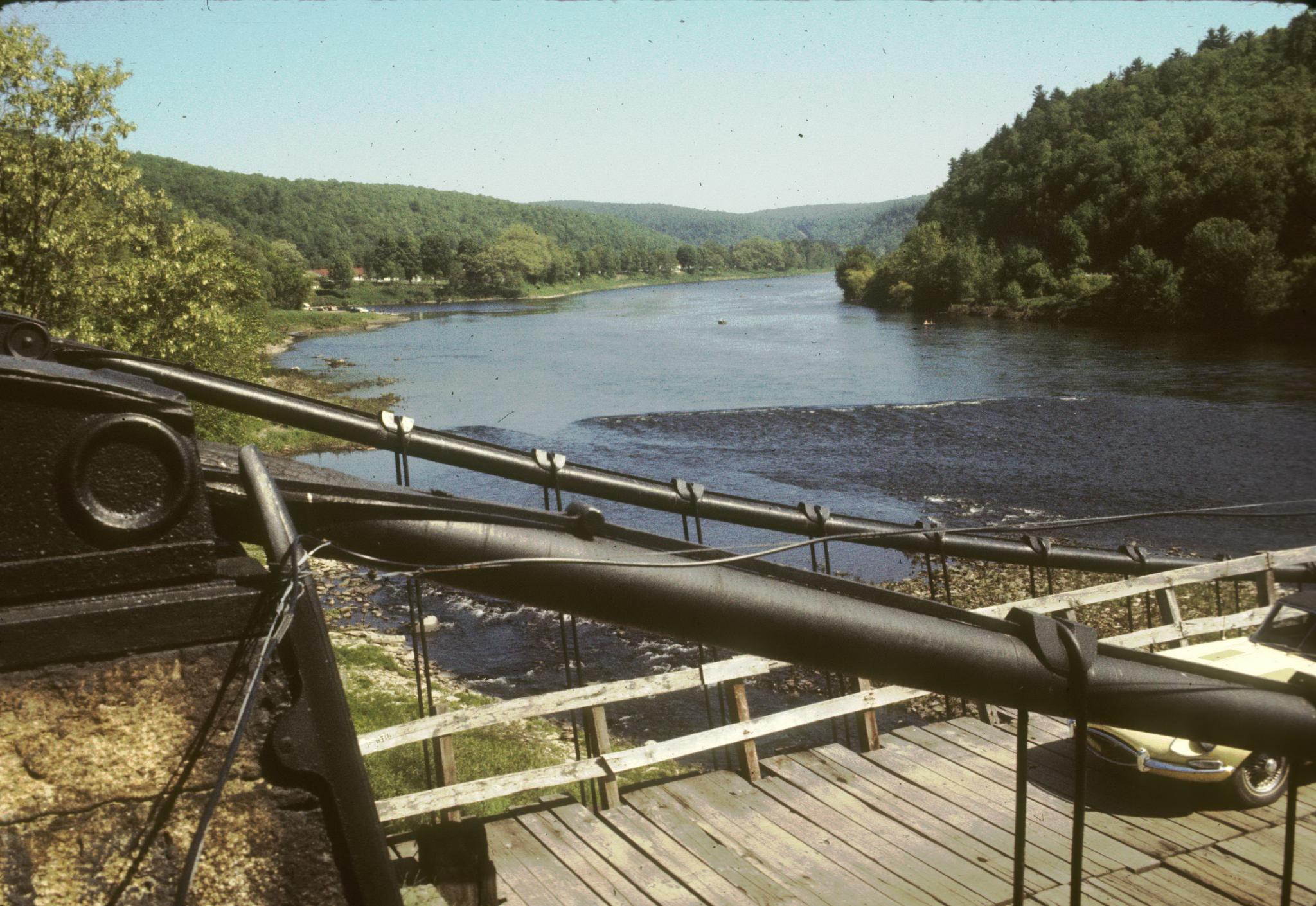 Photograph of the Delaware Aqueduct, also known as the Roebling Bridge. The…