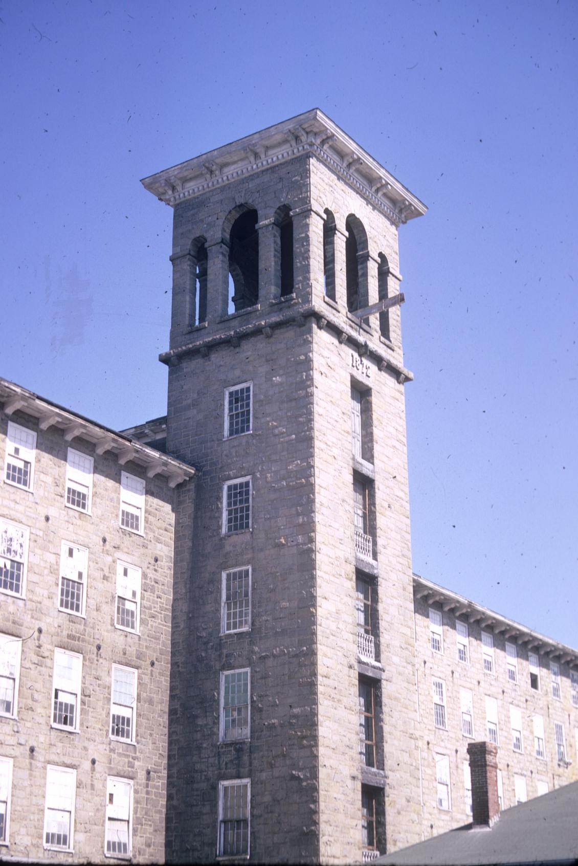 View of bell tower of Chase Mill.