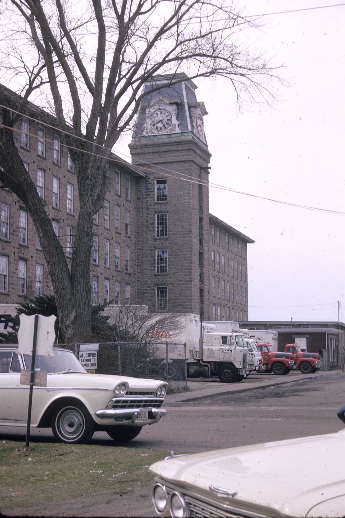 View of clock tower/cupola of the Bourne Mill.  