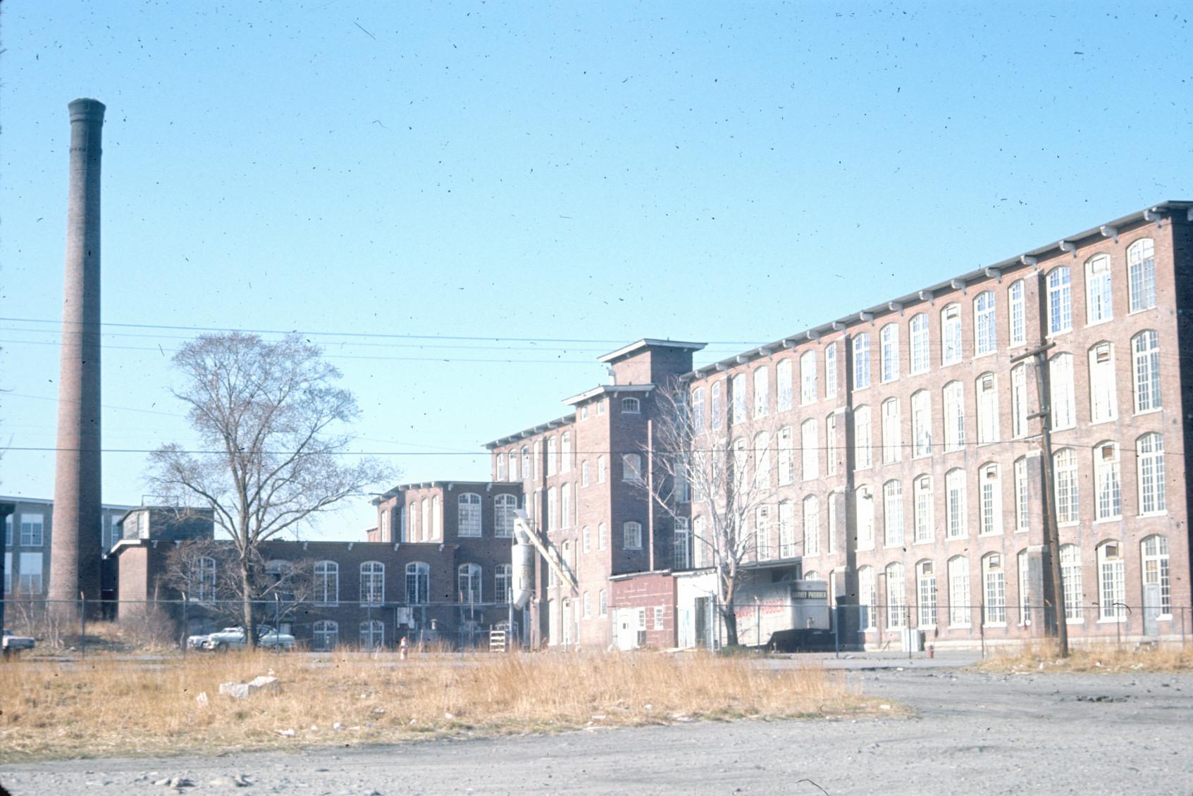 Rear view of Border City Mill No. 3 and stack.