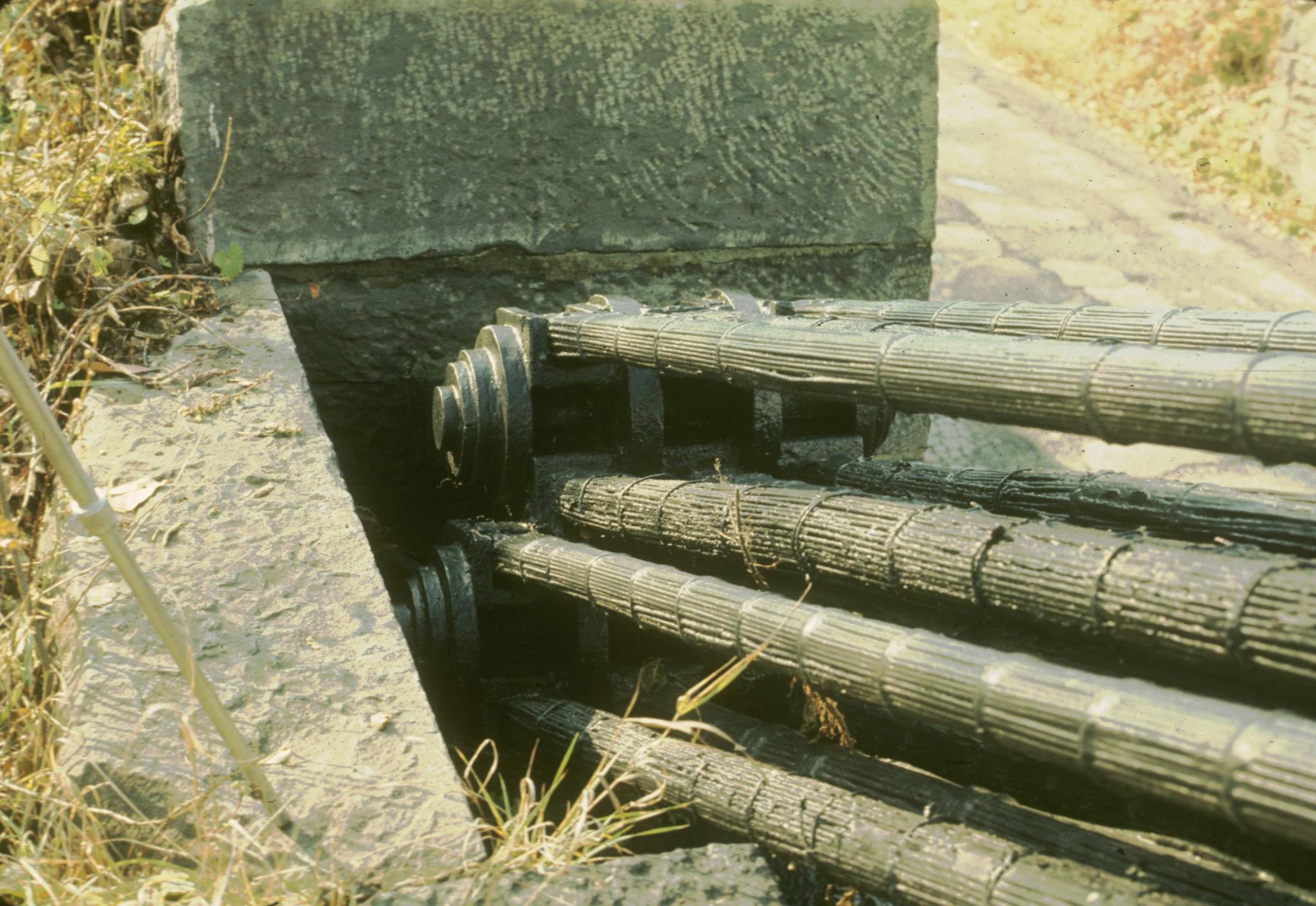 Photograph of southwest cable attachments on the Pennsylvania side of the…