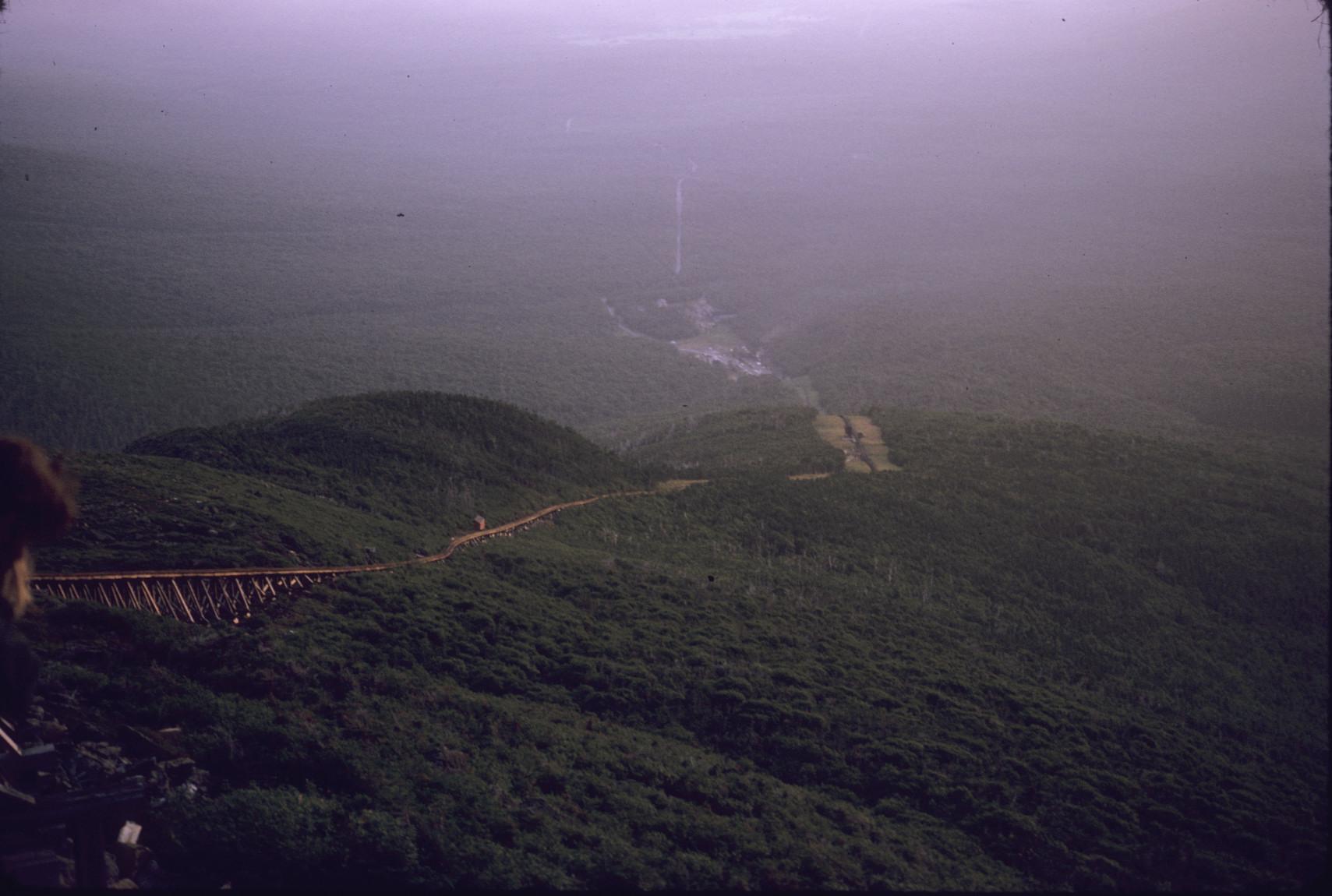 Long view of track down mountain