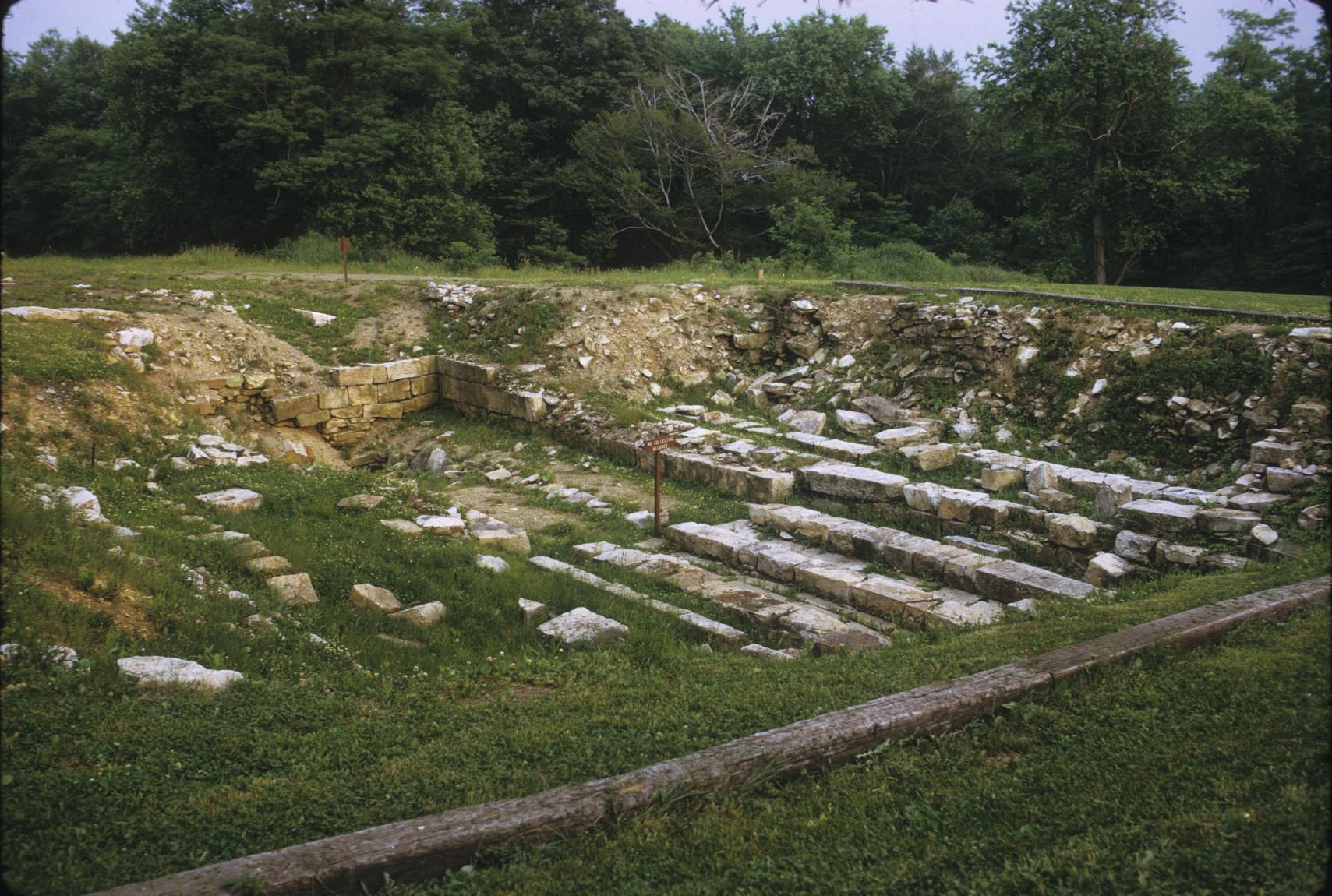 Excavated foundation of engine house, head of plane #6