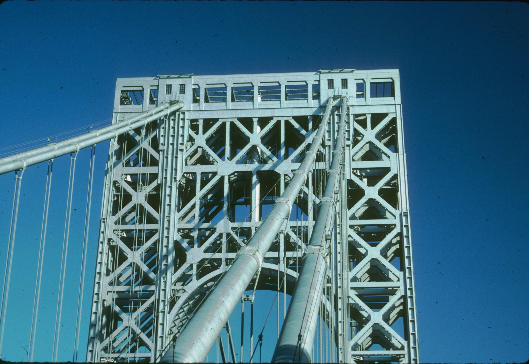 Close-up of the top of one of the support towers.