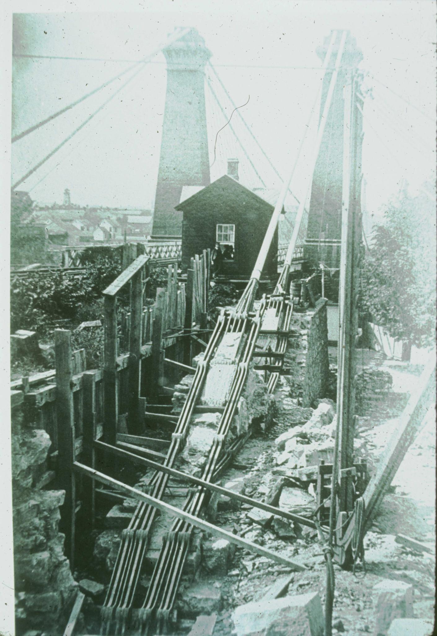 Historical photograph of the replacement of anchor chains on the Niagara…