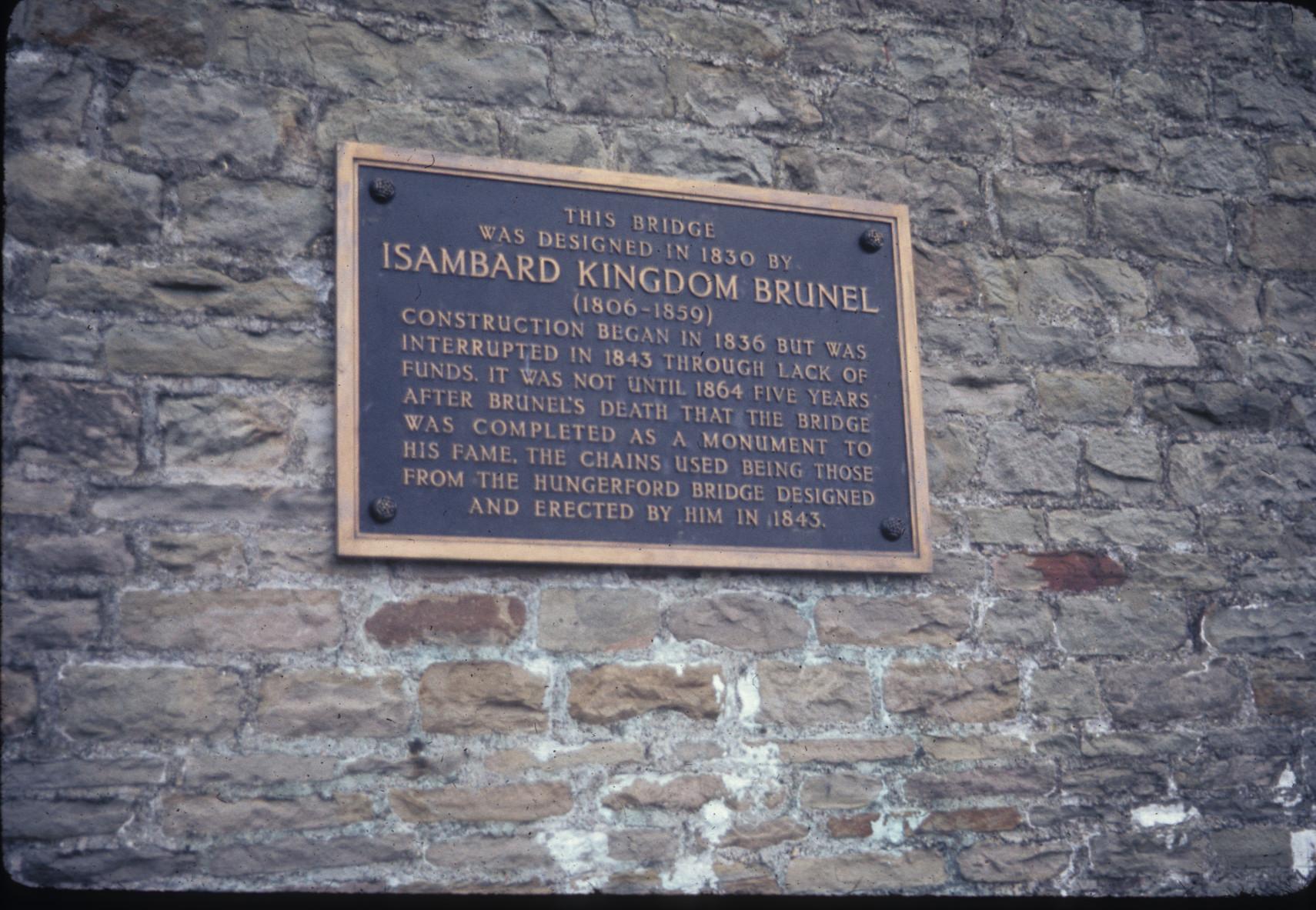 Memorial plaque at Bristol Bridge