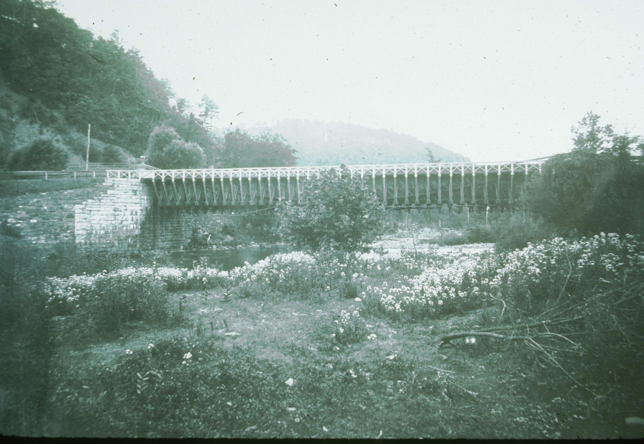 Historic photograph of Neversink Aqueduct circa 1890.The Neversink Aqueduct…