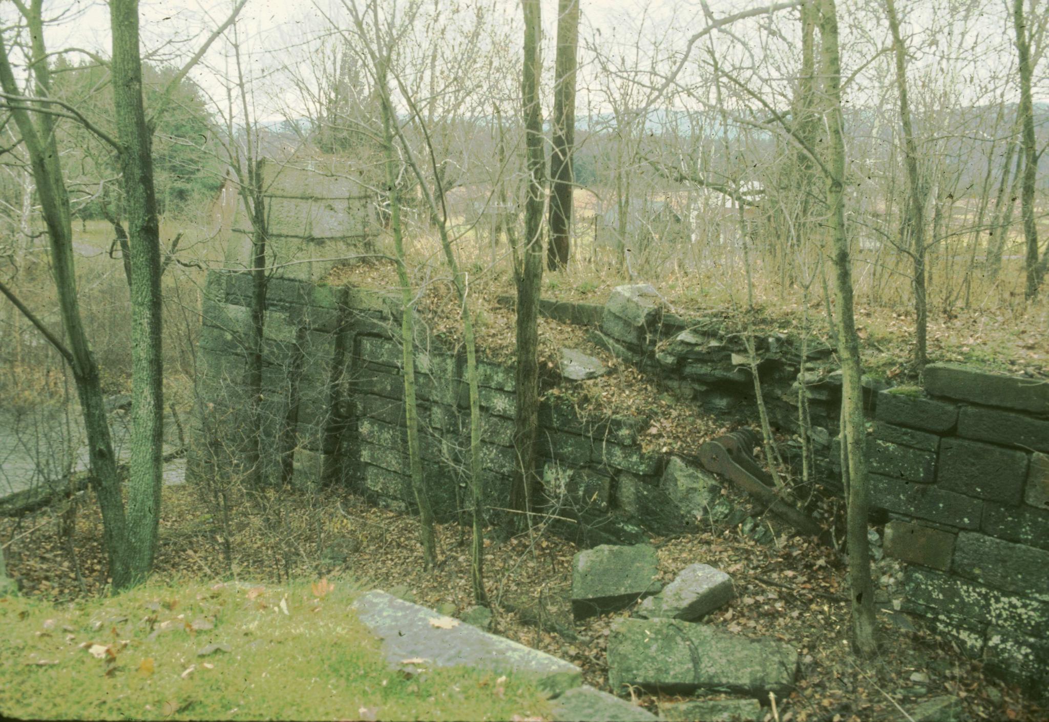 Photograph of the southeast anchorage of the Neversink Aqueduct.The…