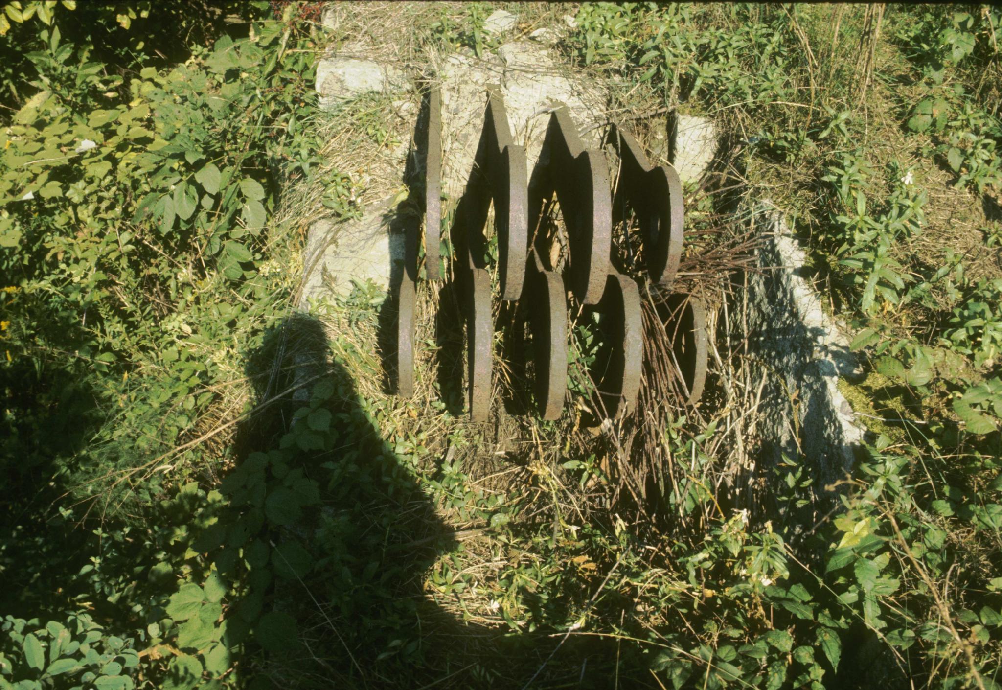 Photograph of eyebars at the northeast anchorage of the High Falls Aqueduct…