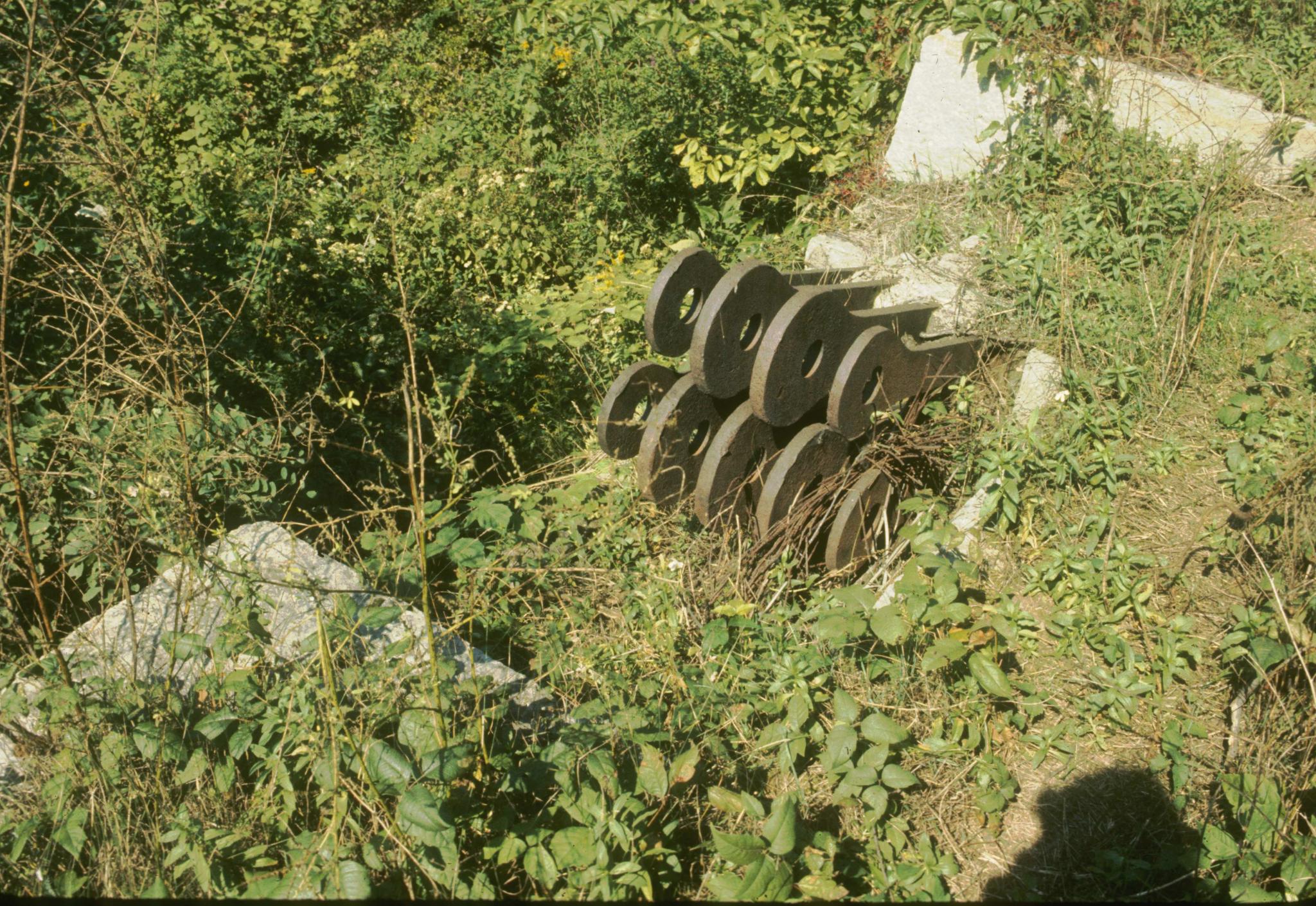 Photograph of the eyebars of the northeast anchorage of the High Falls Aqueduct…