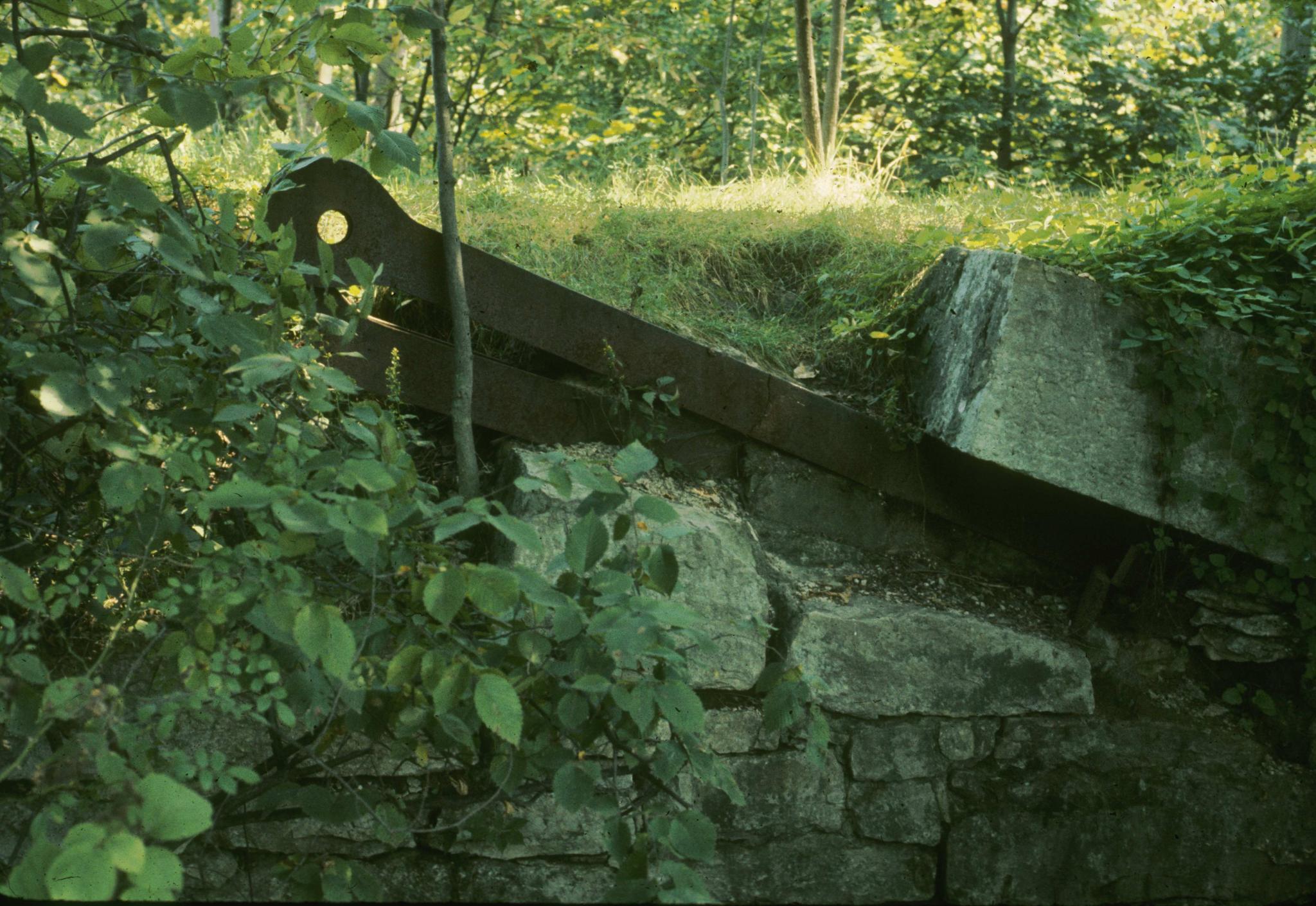 Photograph of the eyebars of the southeast anchorage of the High Falls Aqueduct…