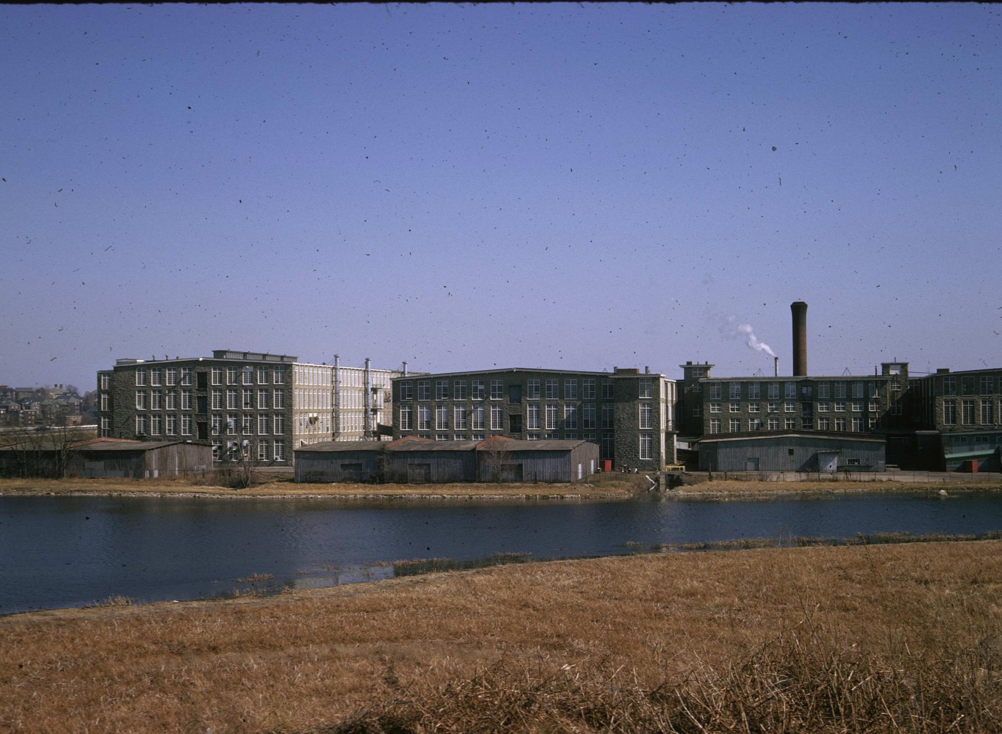 View of the Arkwright and Davis Mills in Fall River, MA from across the…