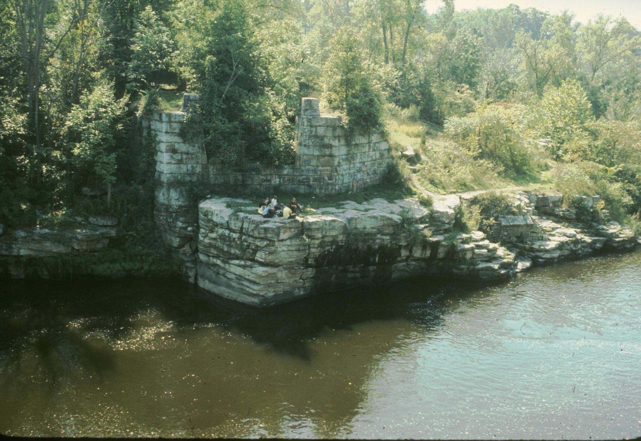 Photograph of the south abutment and anchorage of the High Falls Aqueduct.…