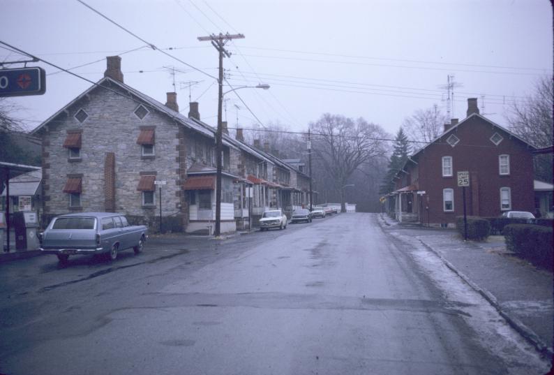 View of street of mine worker\'s housing assocaited with the Cornwall…