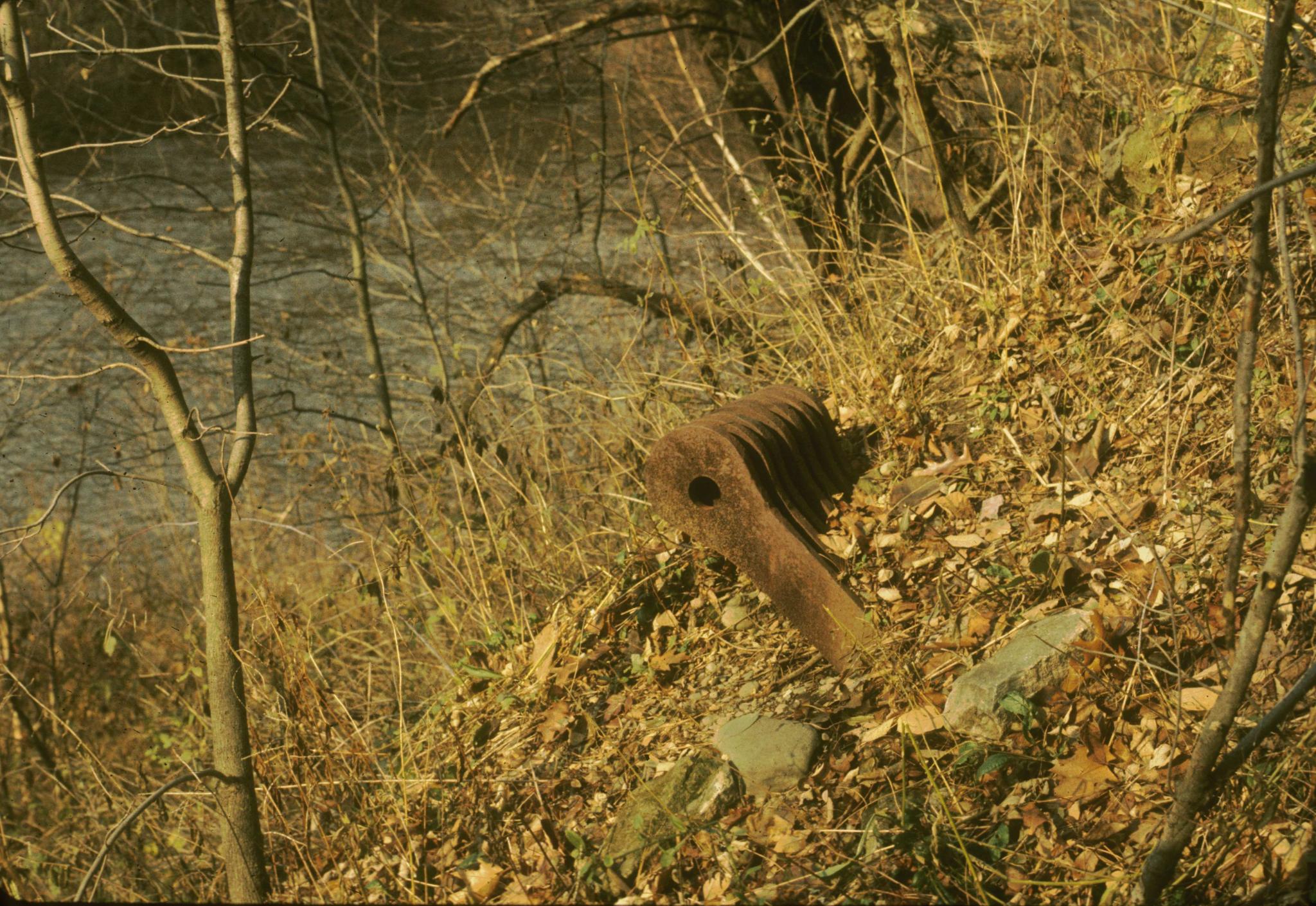 Photograph of the ends of anchor bars from the east abutment of the Lackawaxen…