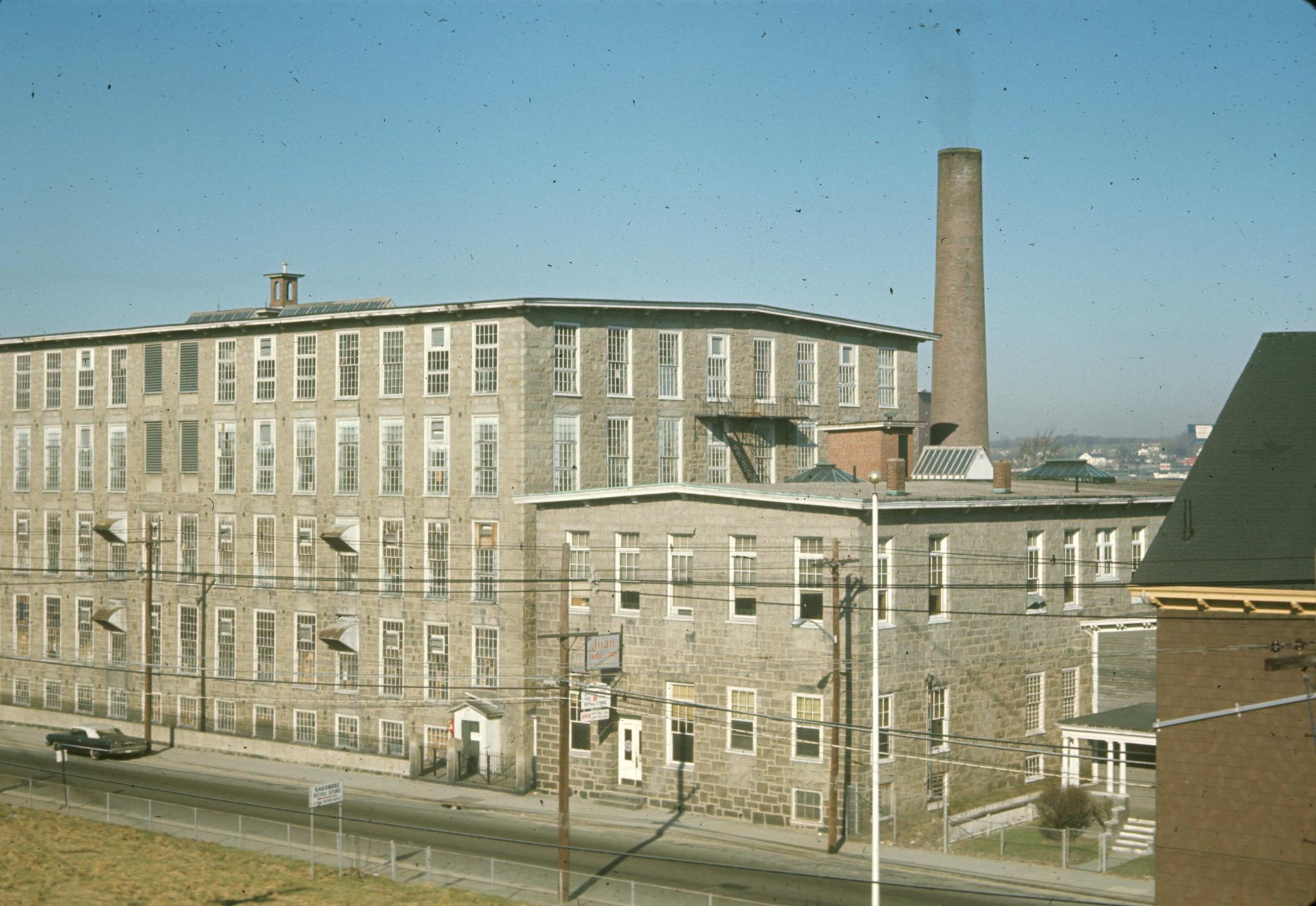 View of Sagamore Mill No. 2 and stack.