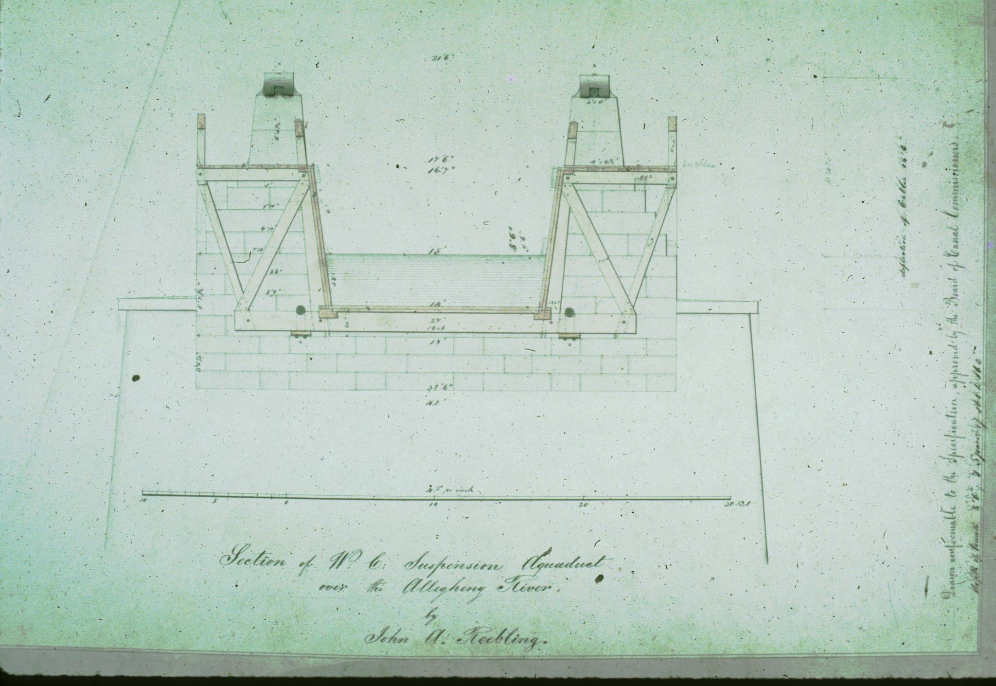 Photograph of historic cross-section of Pittsburgh Aqueduct.  The aqueduct was…