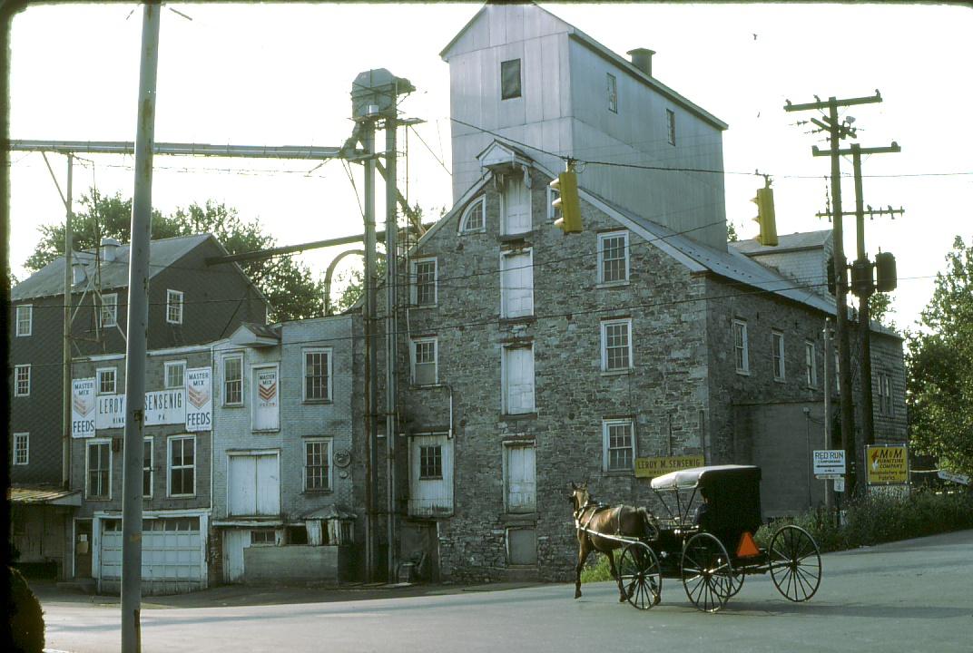 grist mill and Amish buggy. 