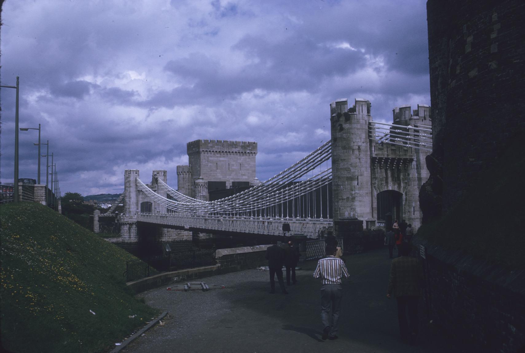 View from pedestrian approach by wall of Conway Castle