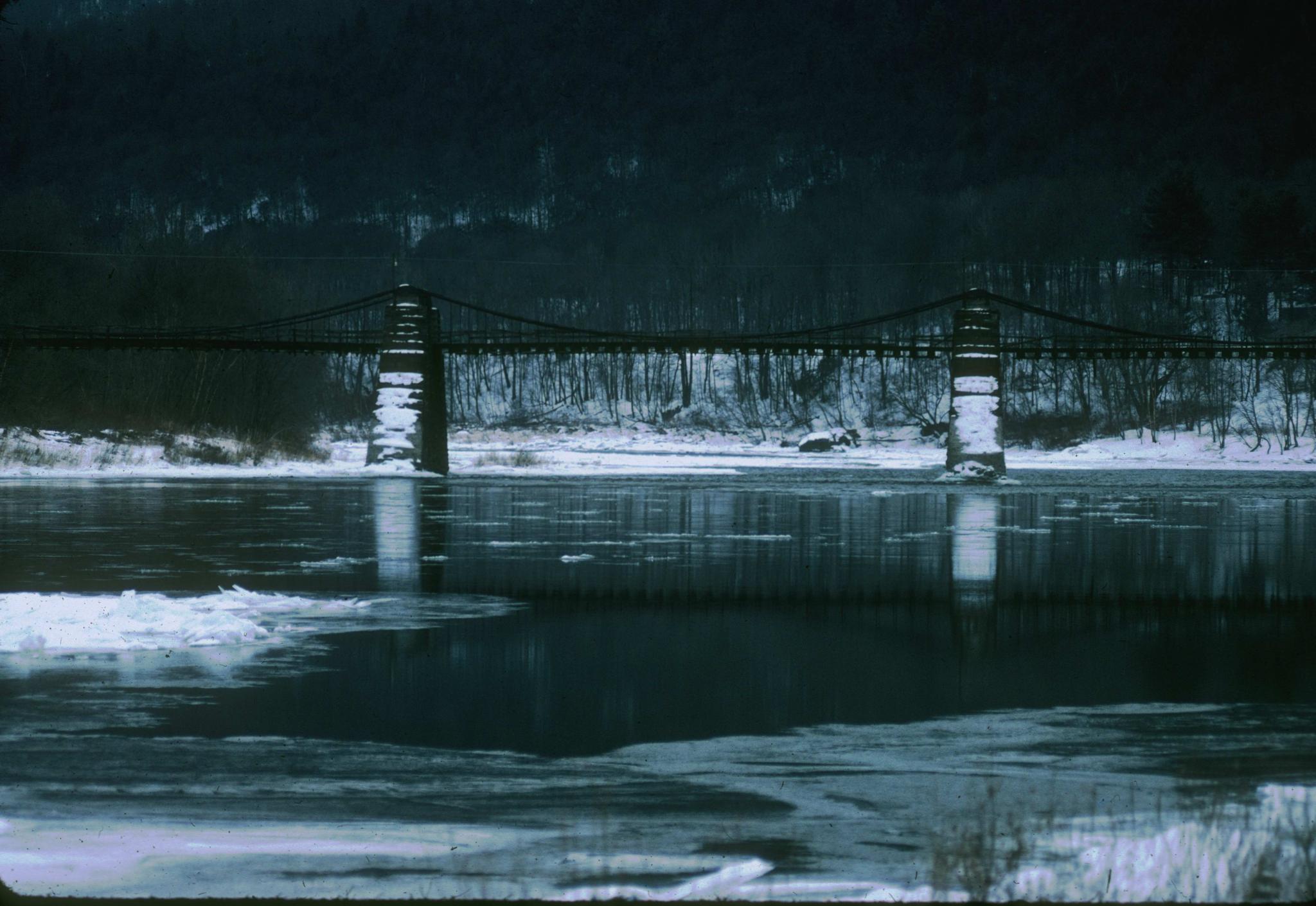 Photograph of Delaware Aqueduct during the winter.  The aqueduct is located…