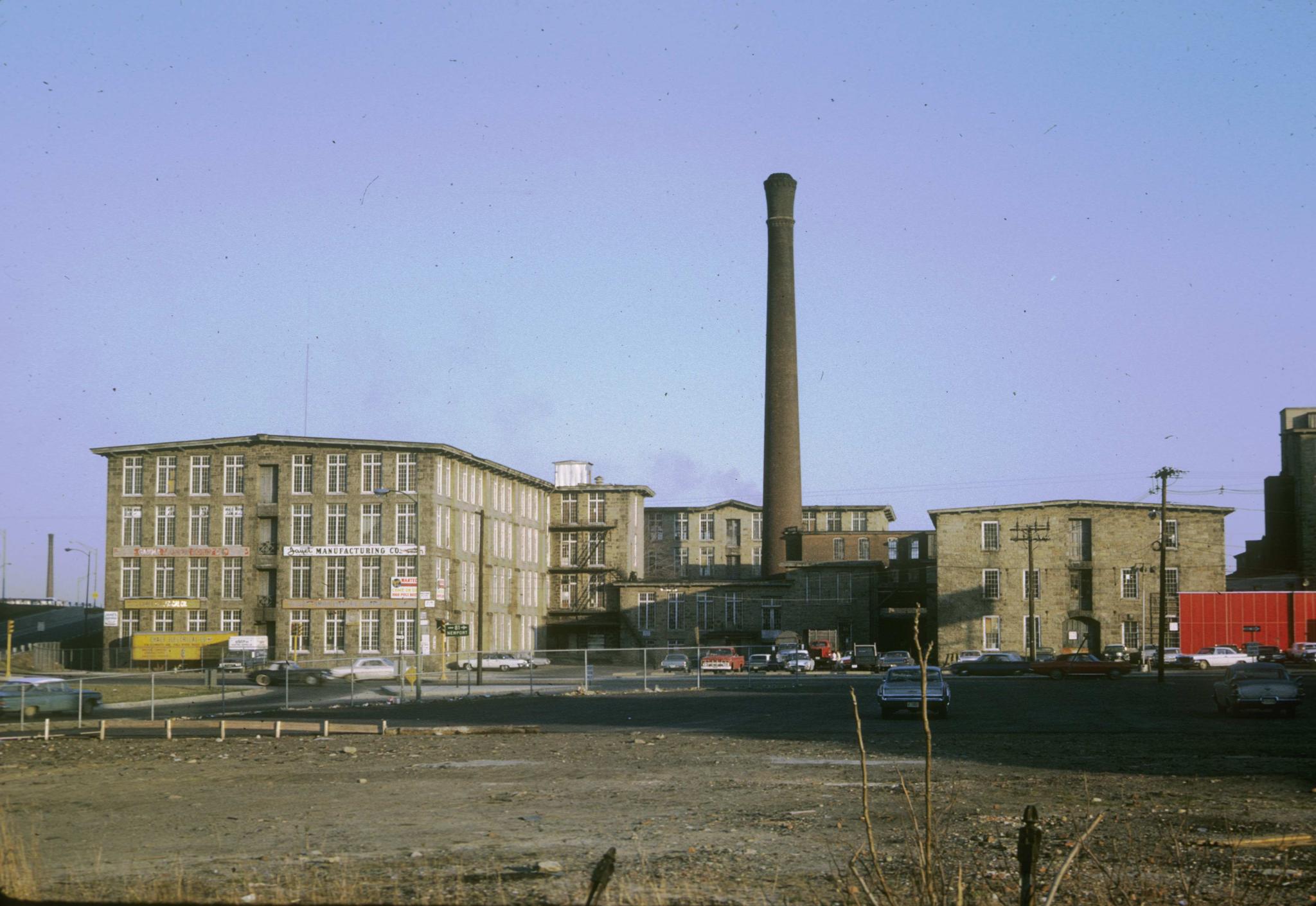 Photograph of the rear of the mill taken from the Tecumseh yard.