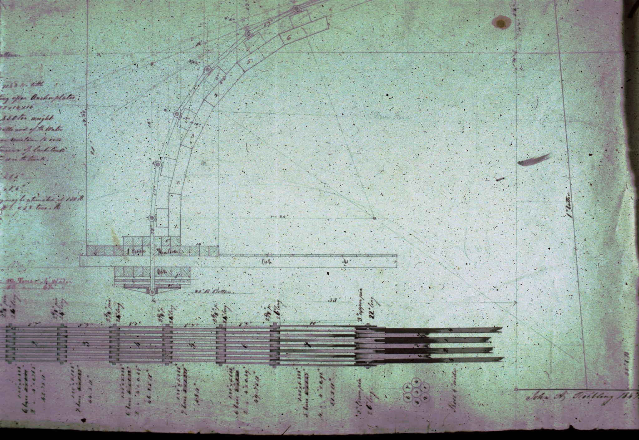 Plan of anchorage for the Delaware (Roebling) Aqueduct dated 1847.The…