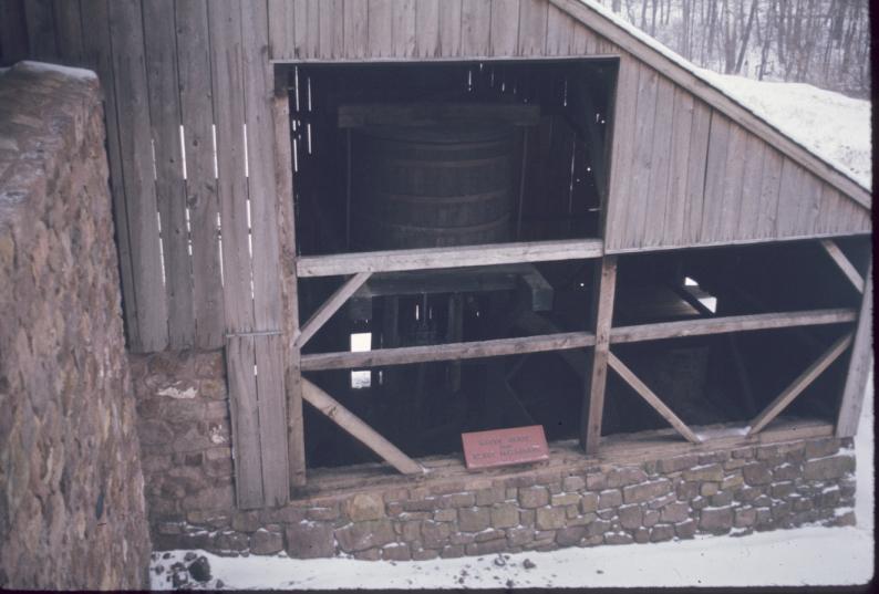 View of blowing engine within enclosure