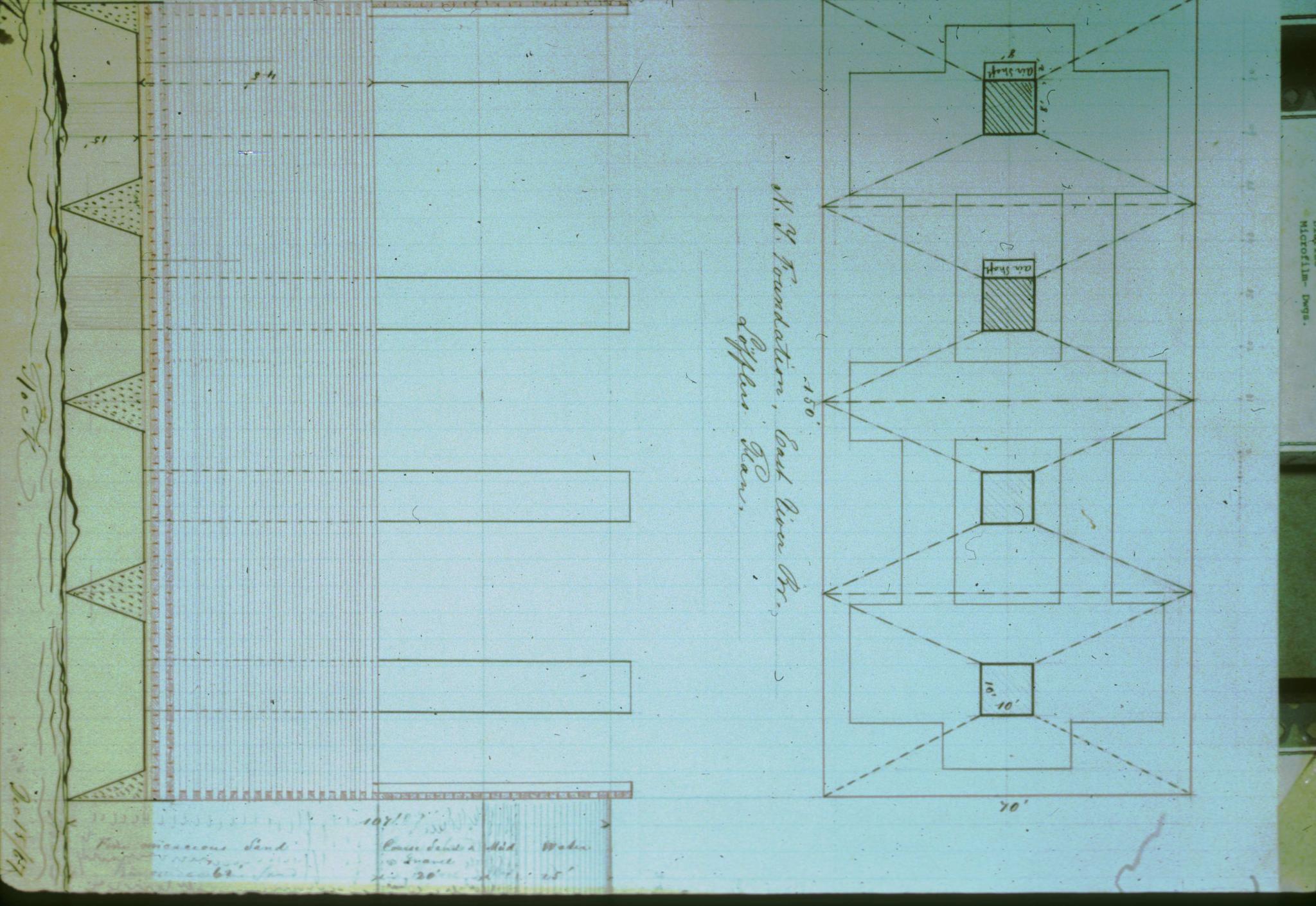 Engineering drawing of the foundation of the New York coffer dam for the…