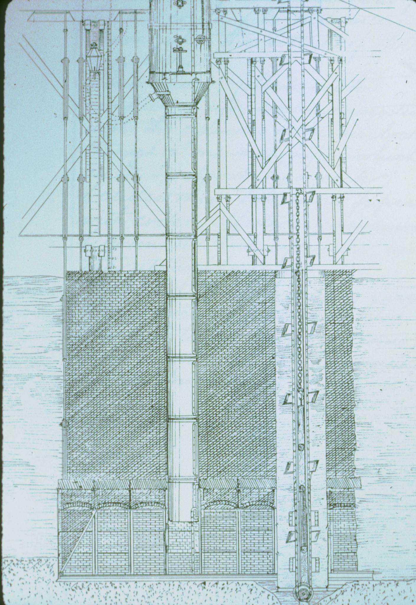 Unlabeled slide showing the foundation? of what is probably the Brooklyn Bridge…